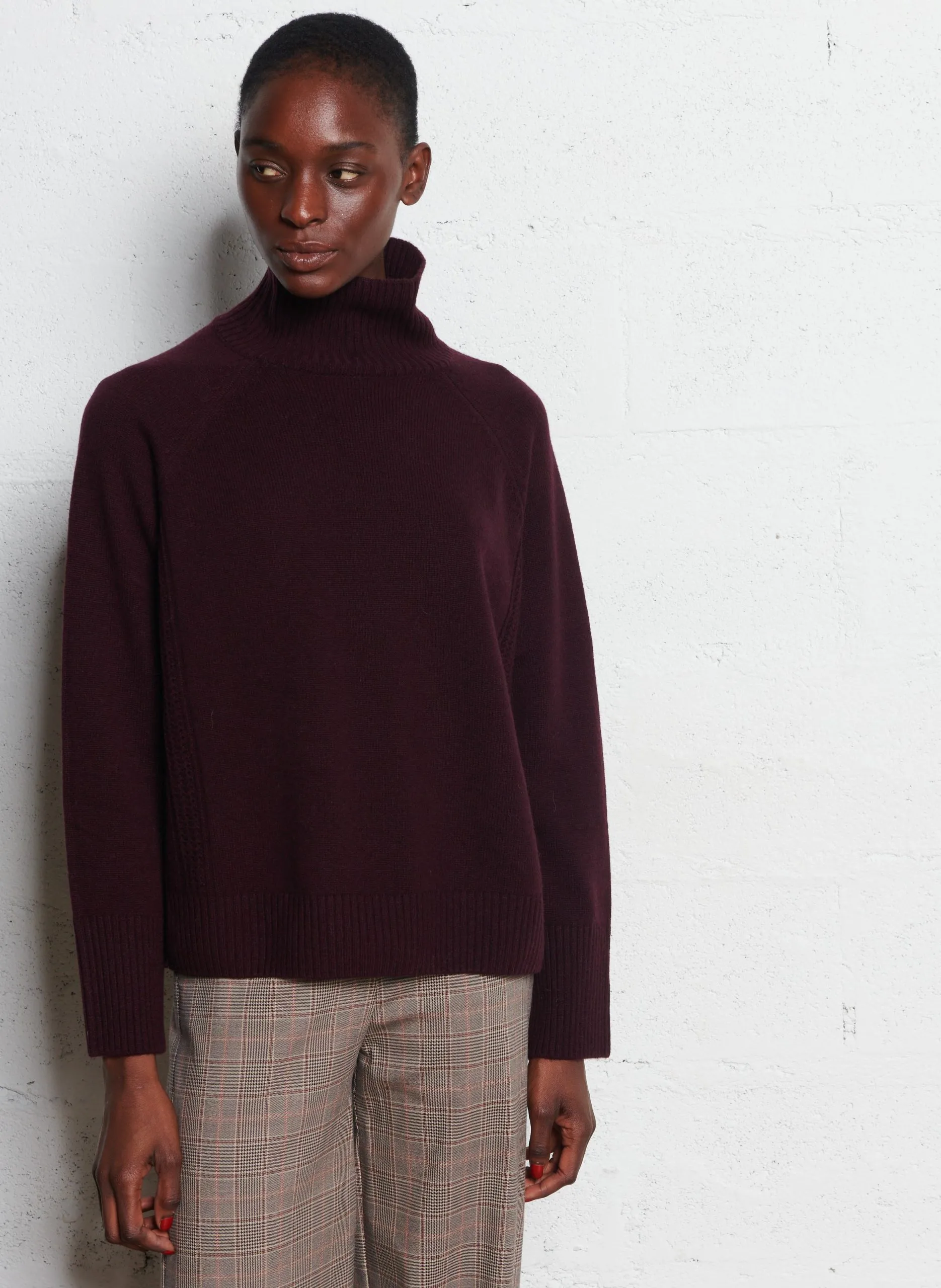 Pull col montant en laine Marron ARAMIS