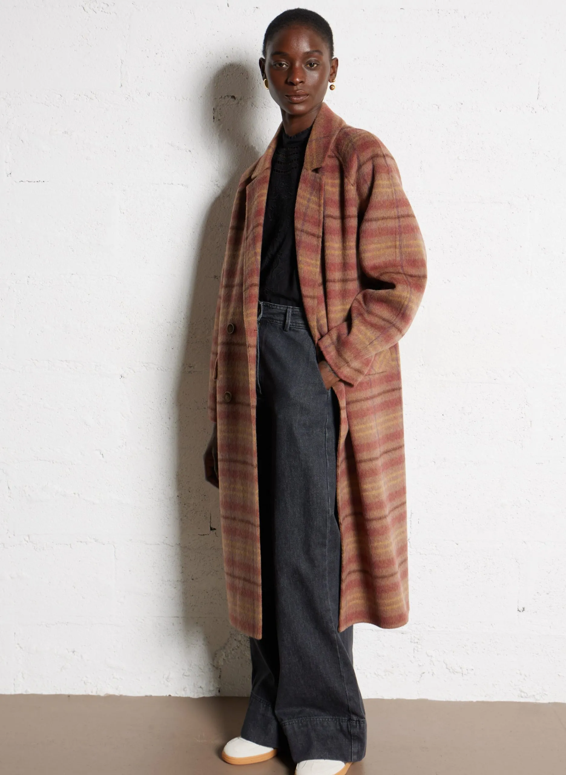 Manteau oversize en laine mélangée Multicolore YAMANON