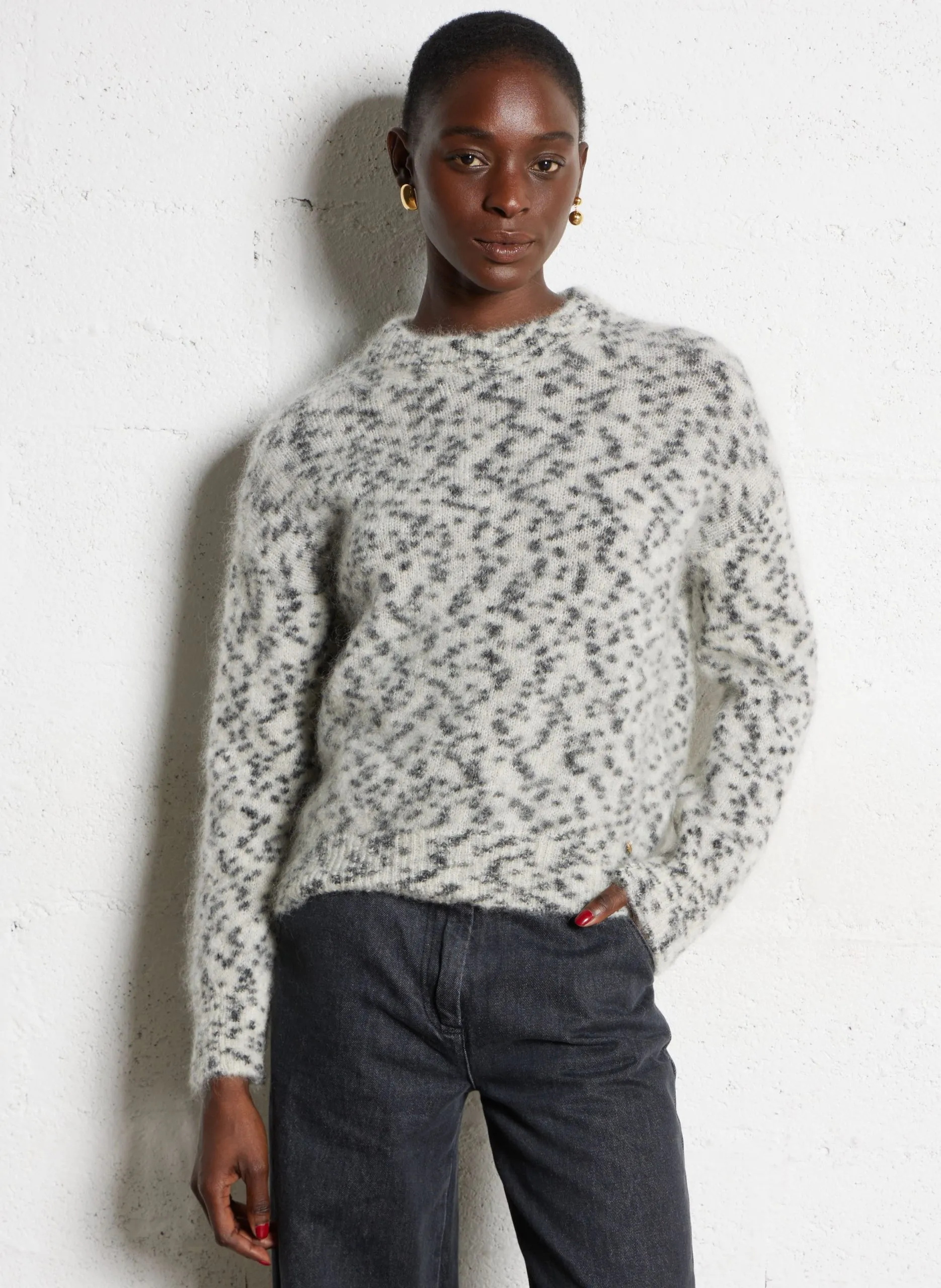 Pull oversize en laine mélangée Blanc BOLEO