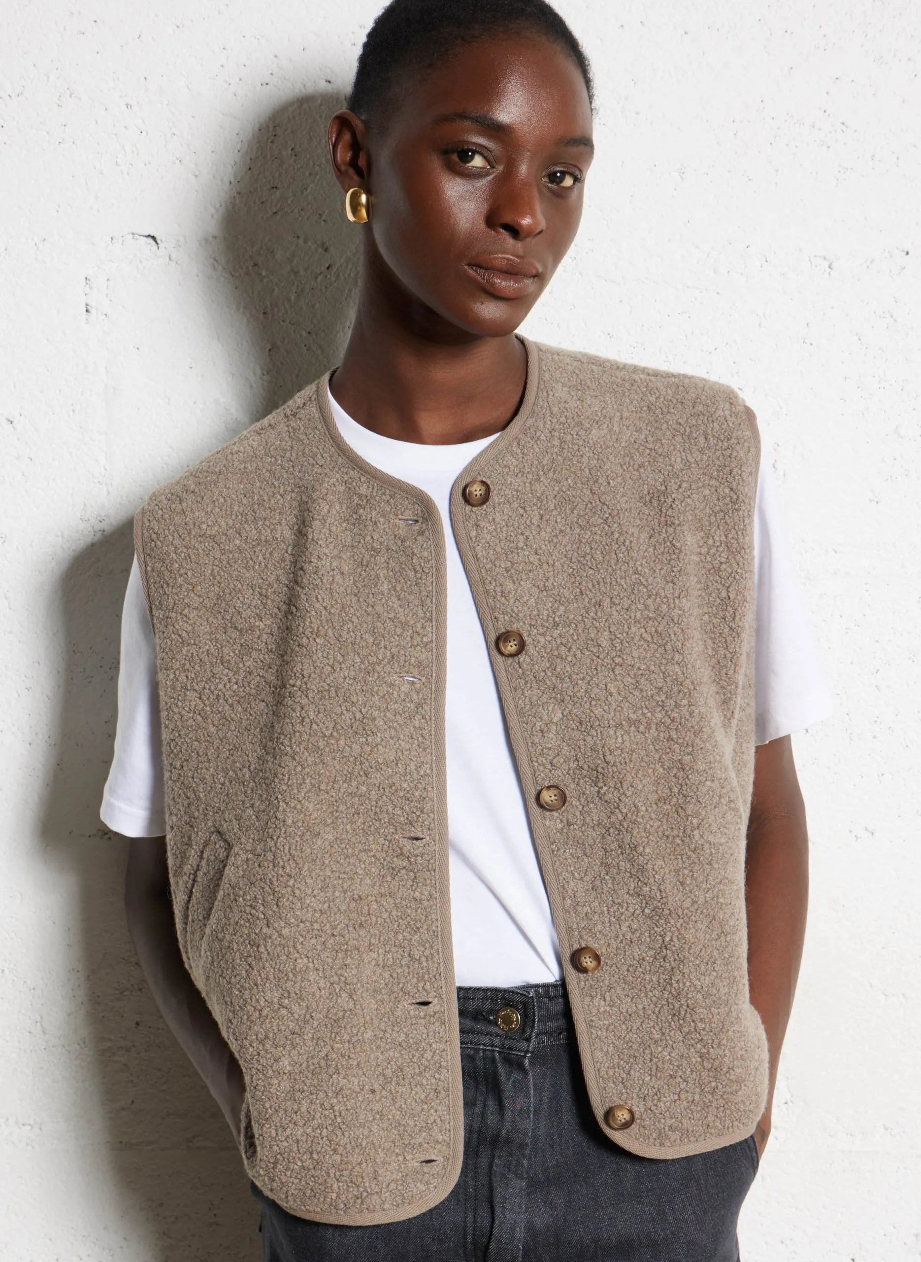 Veste oversize en laine mélangée Beige ZLATA