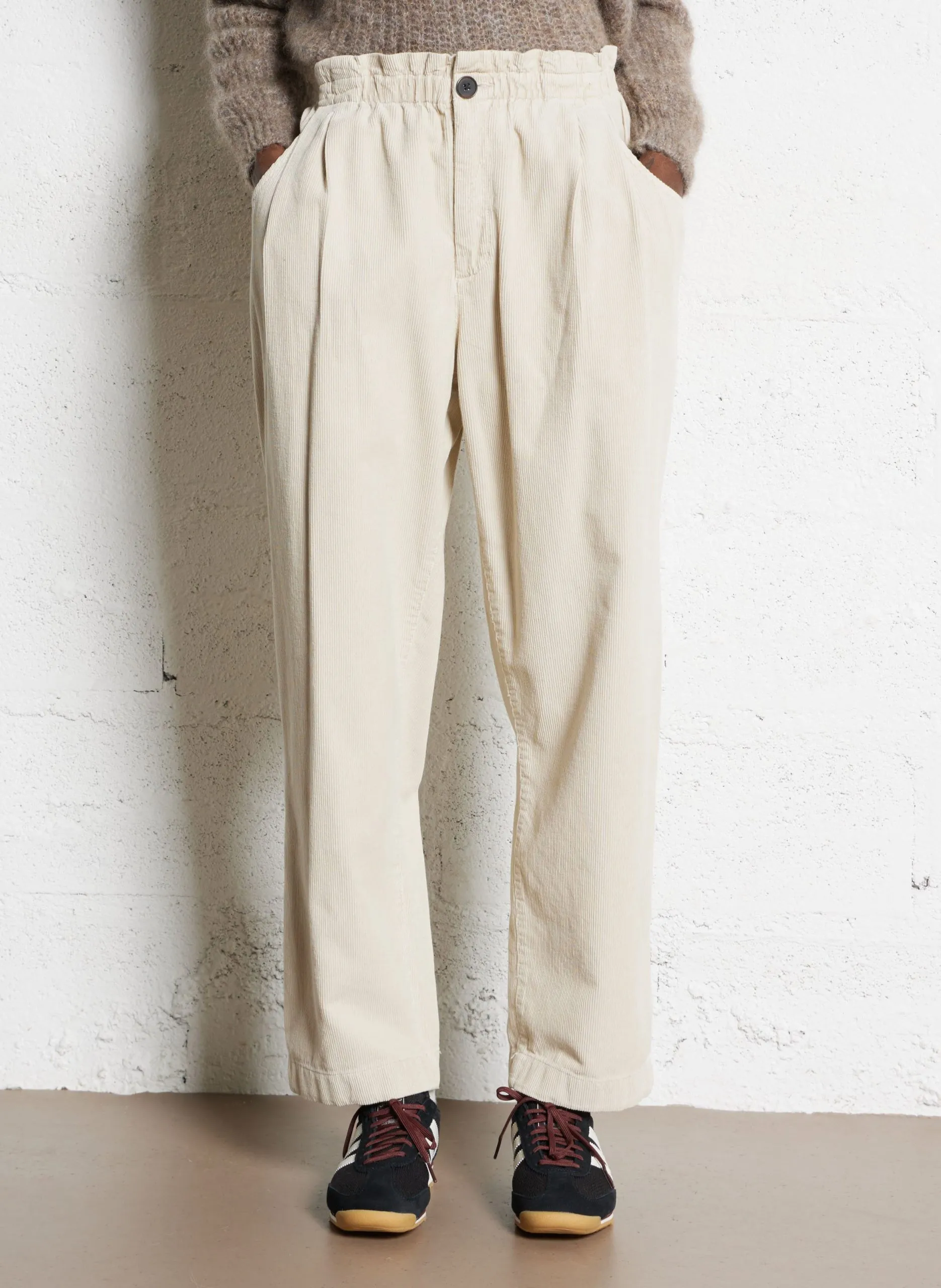 Pantalon droit en velours côtelé Blanc WINONA