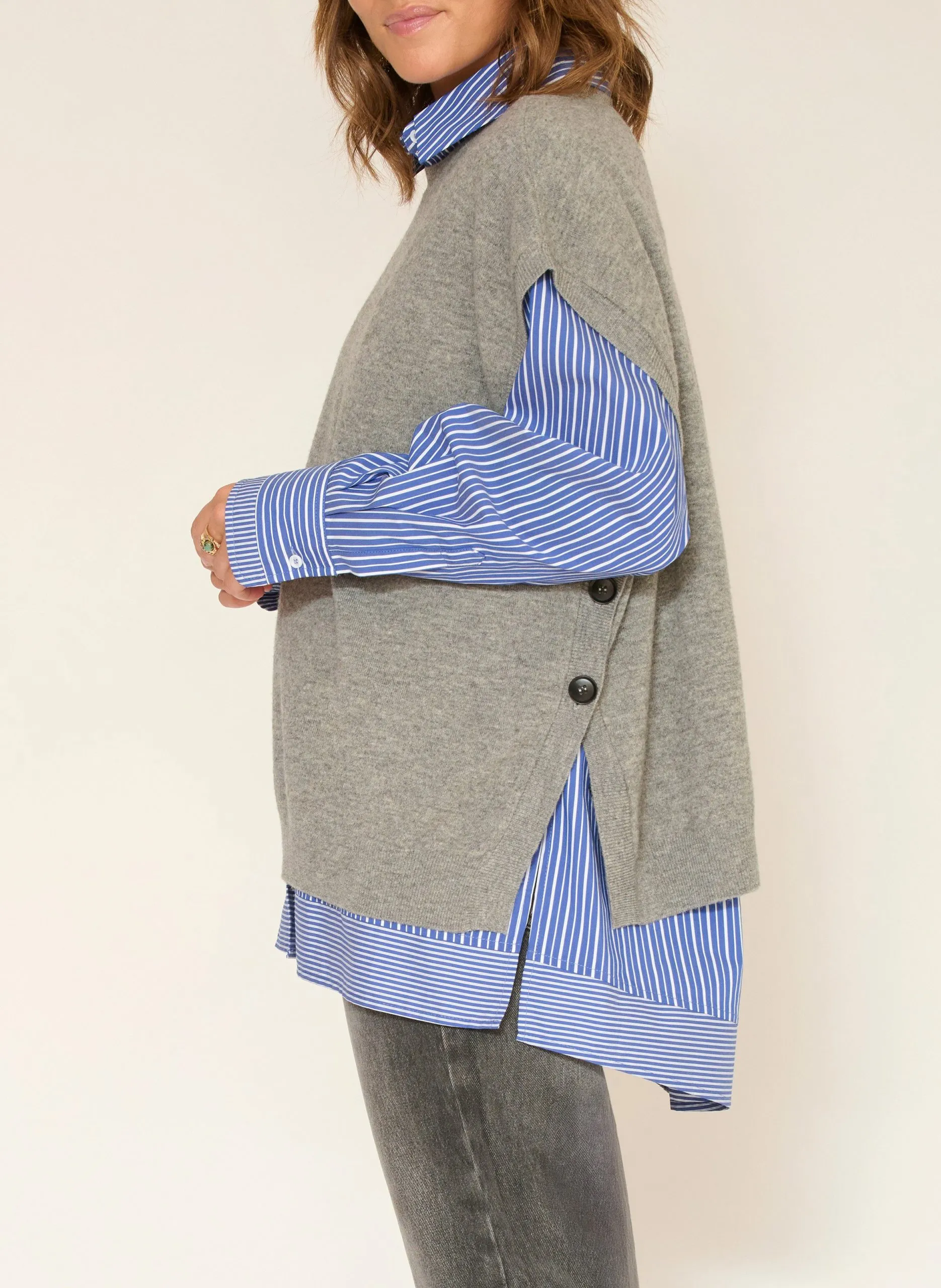 Pull oversize col rond en laine Gris KLEE