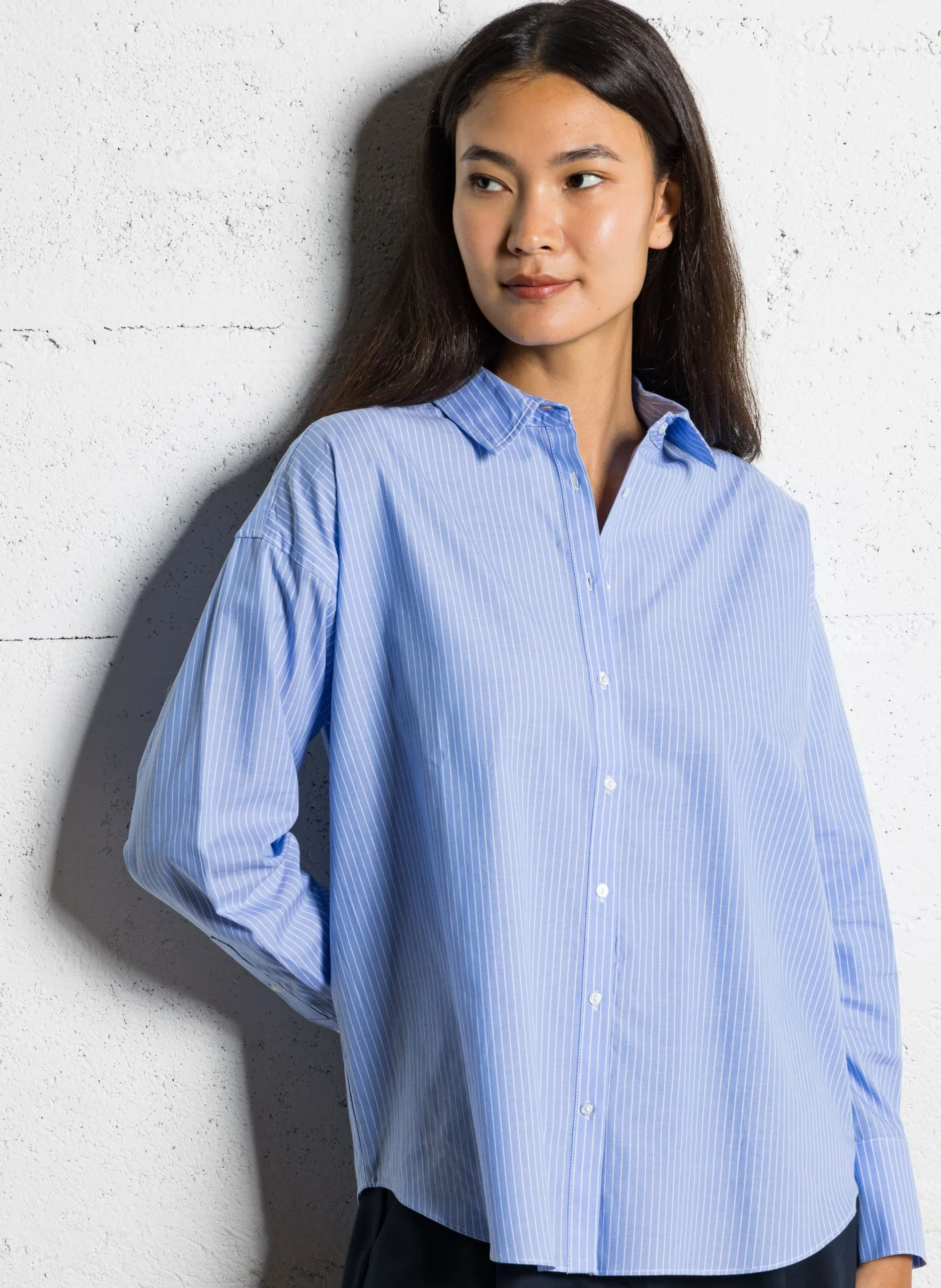 Chemise oversize rayée en coton Bleu CLEANA