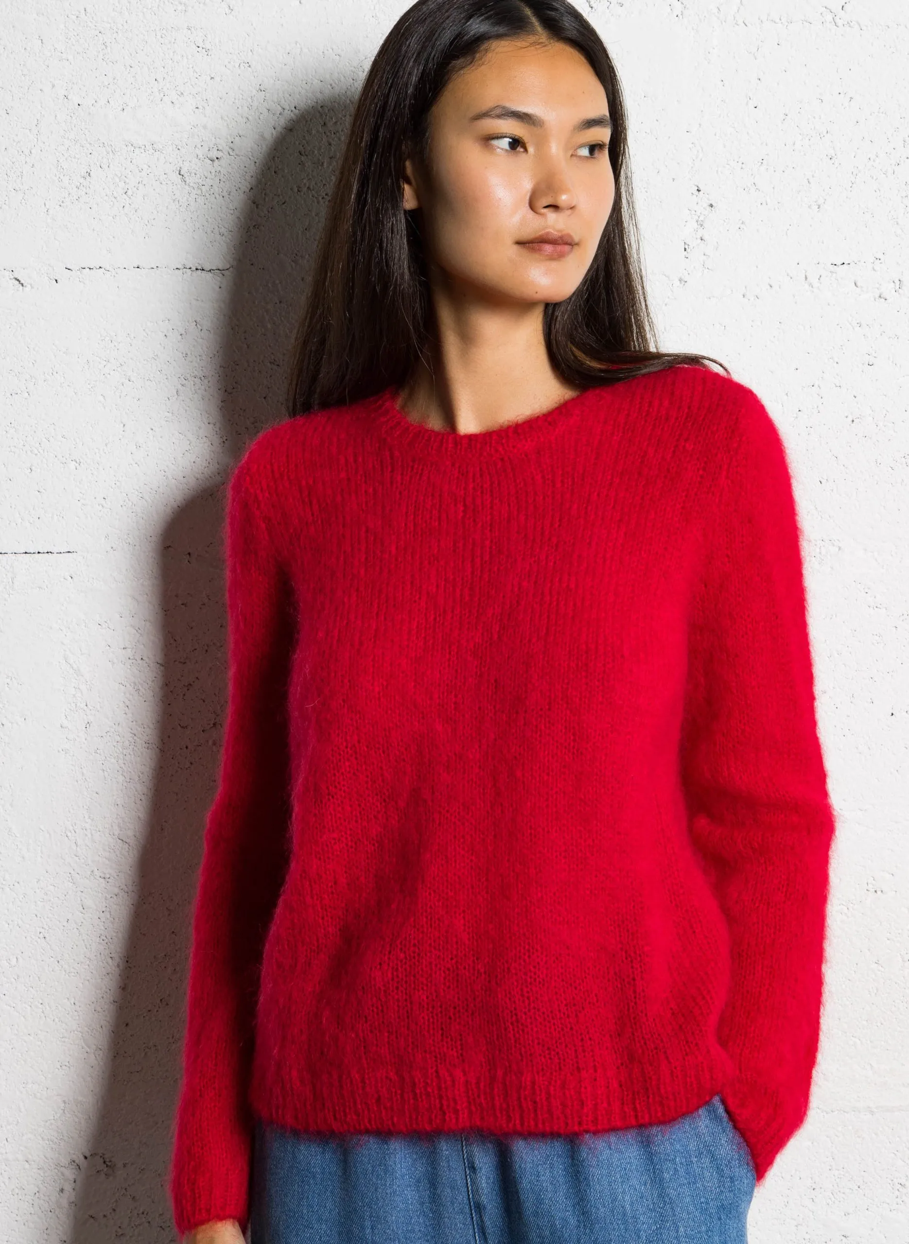 Pull col rond en laine mélangée Rouge CHOUKY