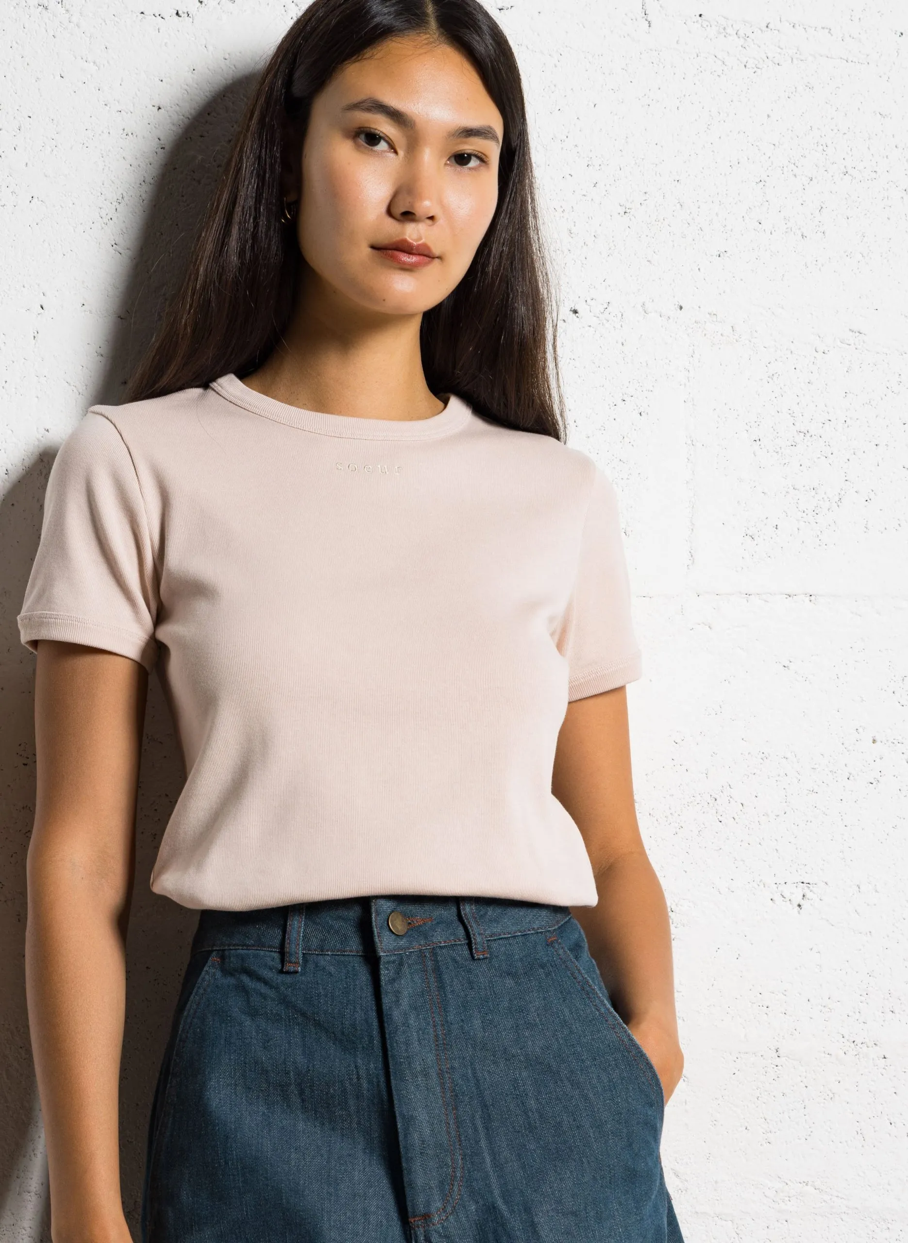 Tee-shirt ajusté en coton Rose ARISTIDE