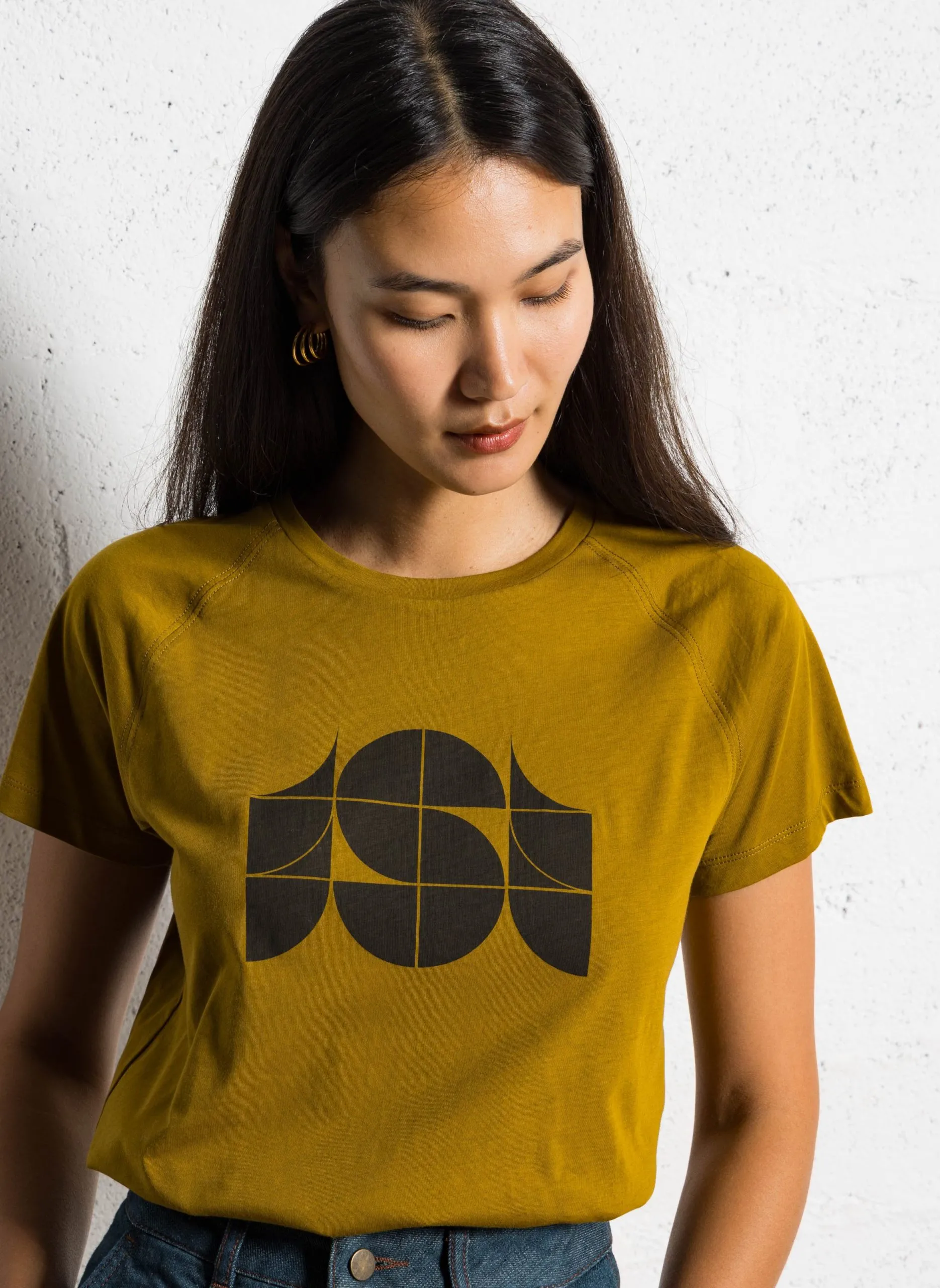 Tee-shirt sérigraphié en coton Marron VAL