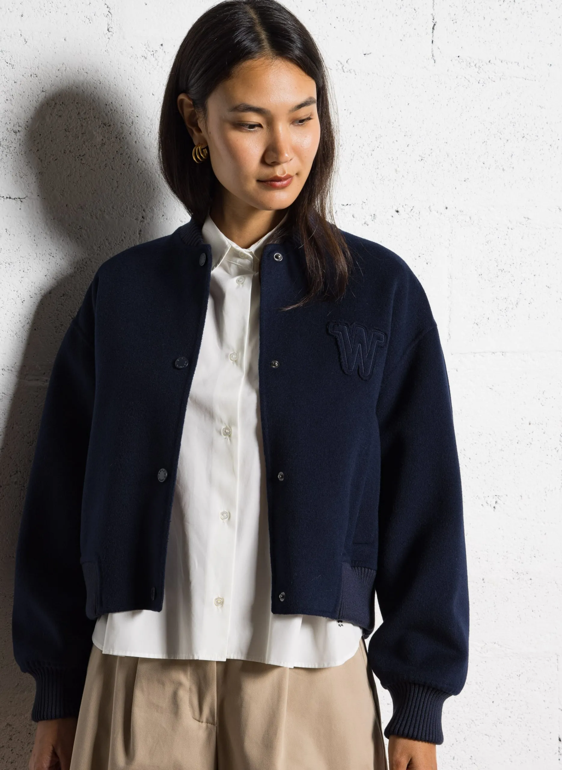 Veste col teddy en laine mélangée Bleu ZELANTE