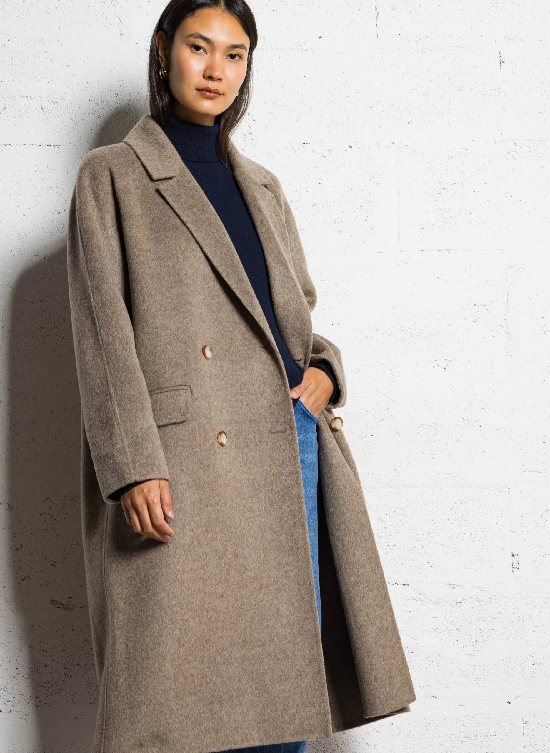 Manteau oversize en laine Beige YAMA