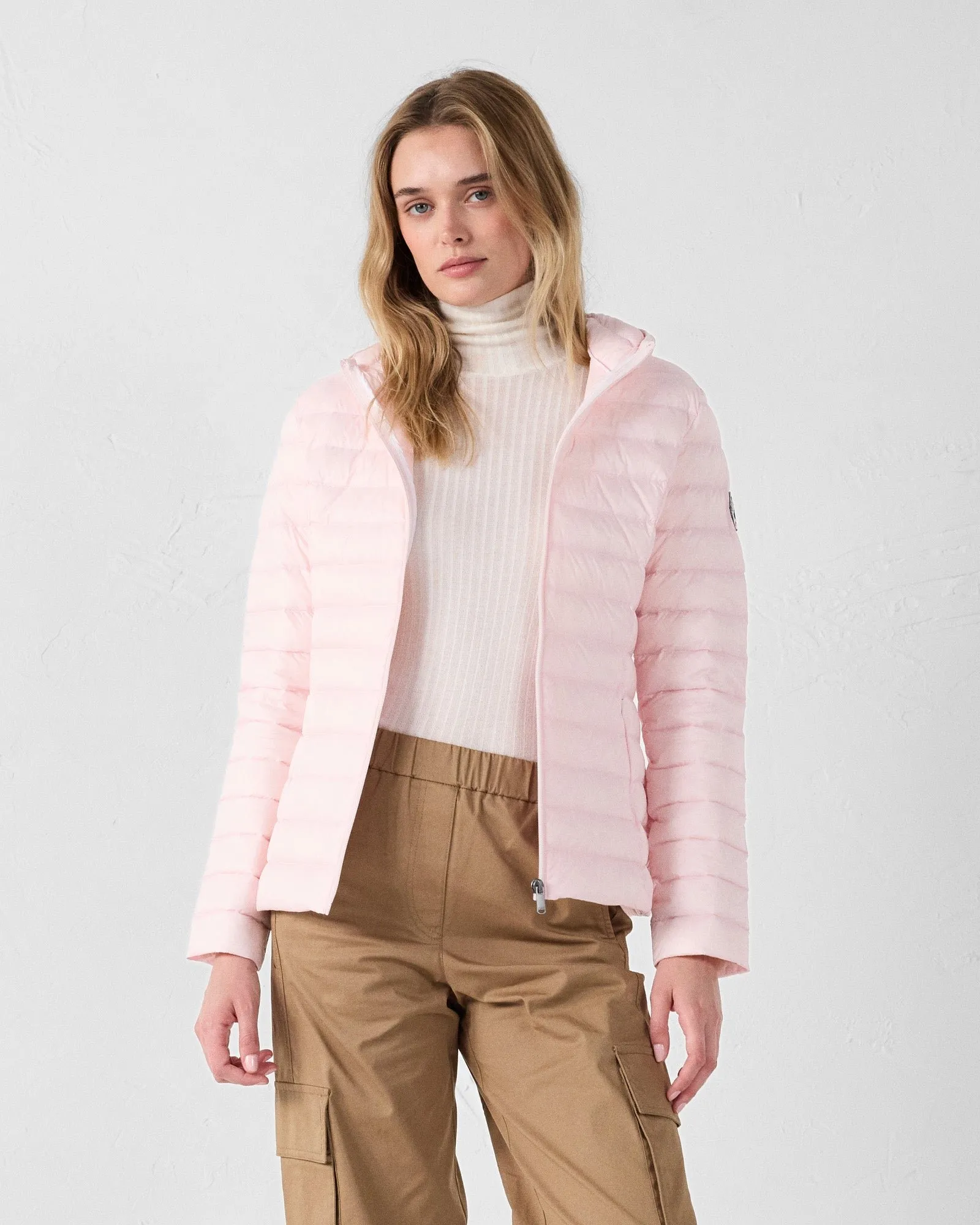 Doudoune légère à capuche rose pétale cloe Rose