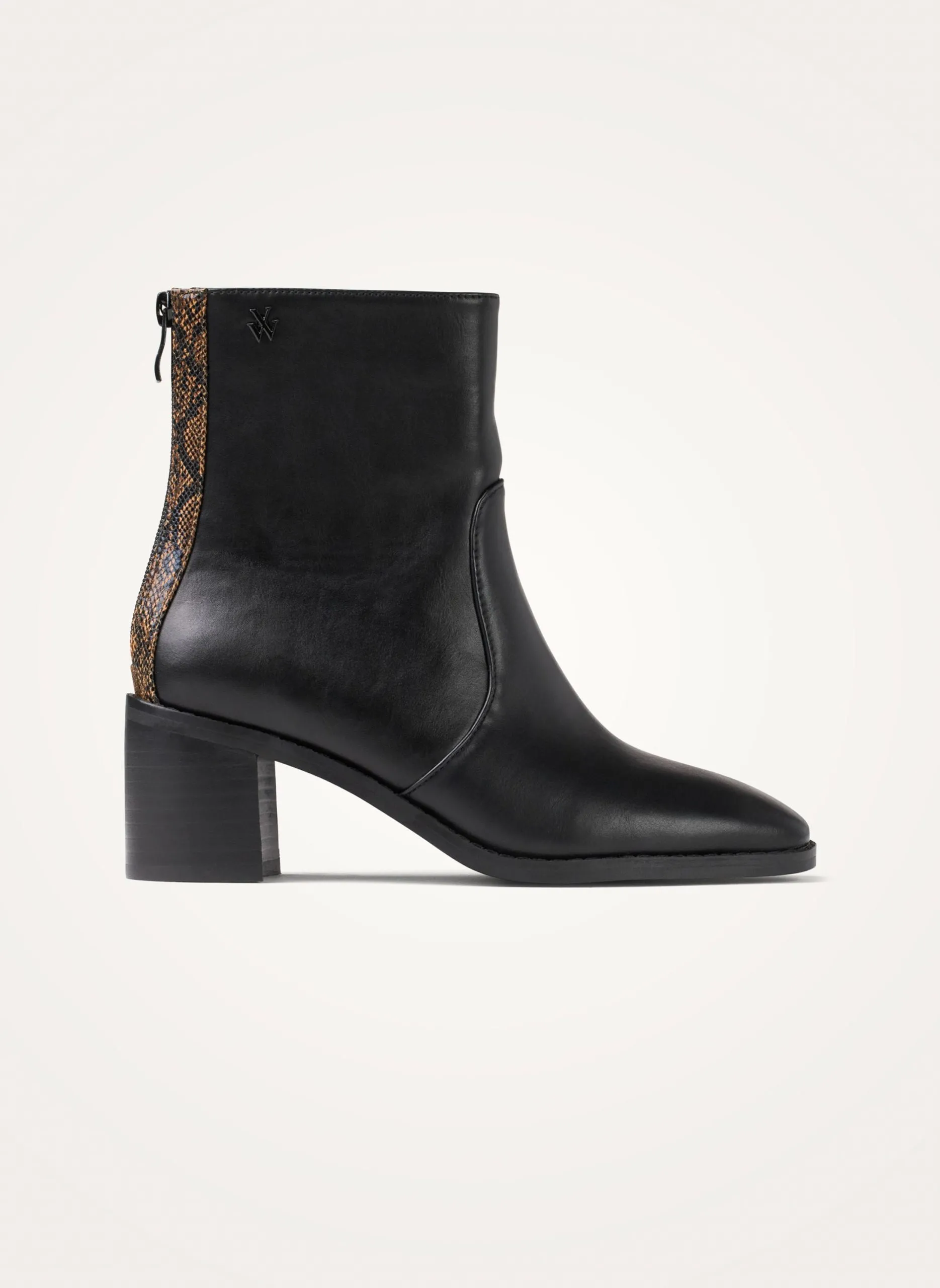 Bottines bi-matière à talon Noir EDNA