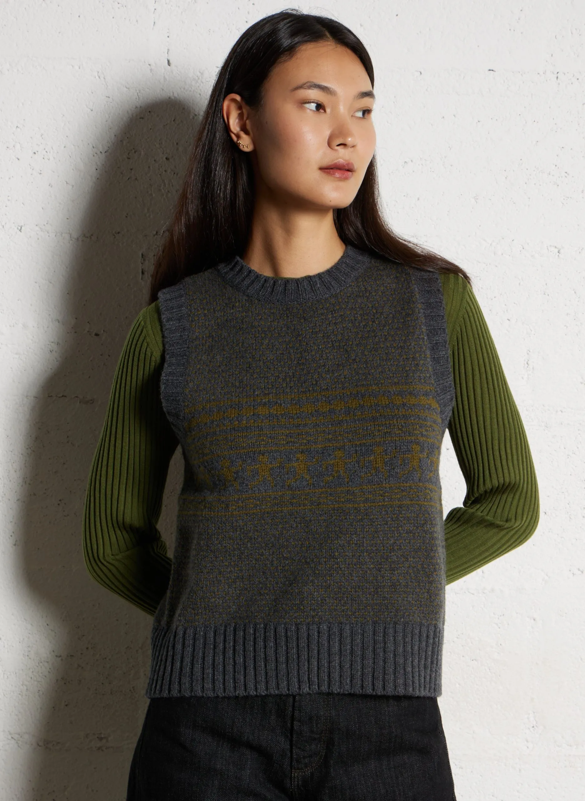 Pull sans manches col rond en laine Multicolore NAMASTEJ