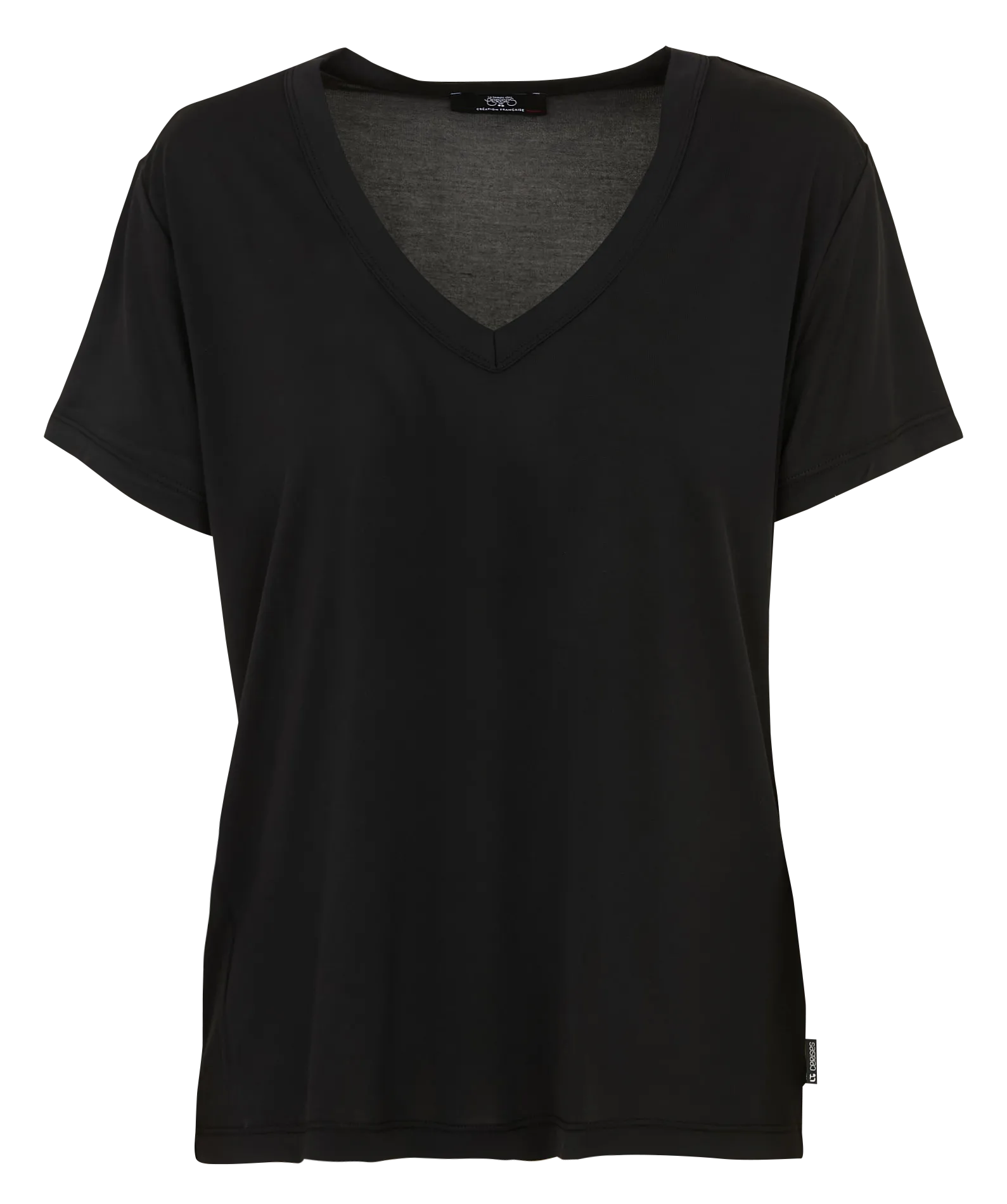 Tee-shirt droit col V Noir VAIA