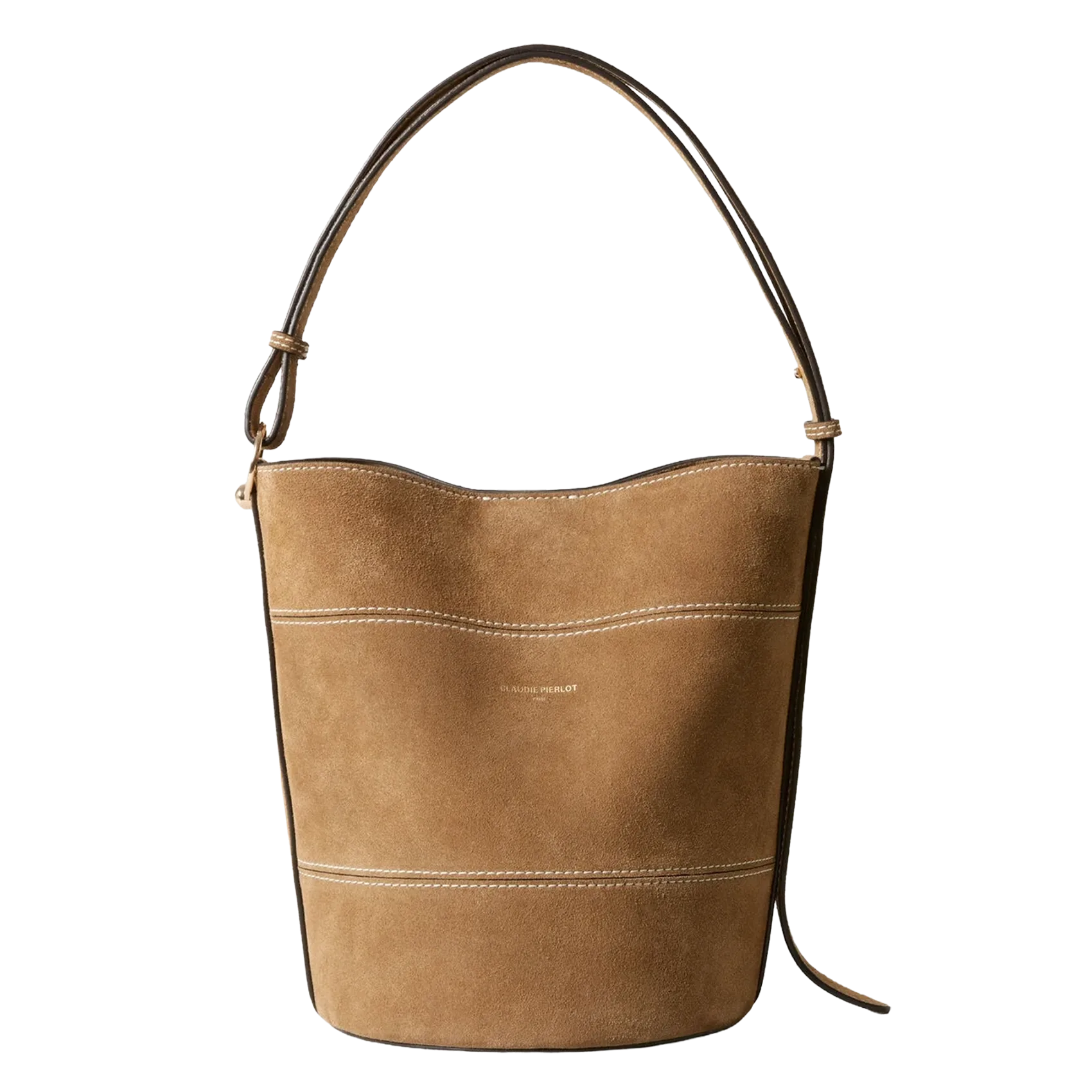 sac seau en cuir velours Beige
