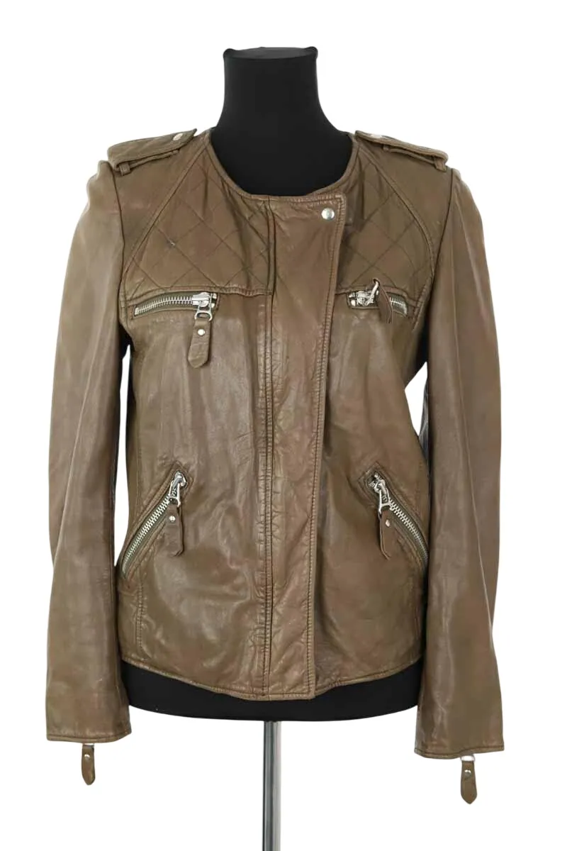 Veste en cuir Marron