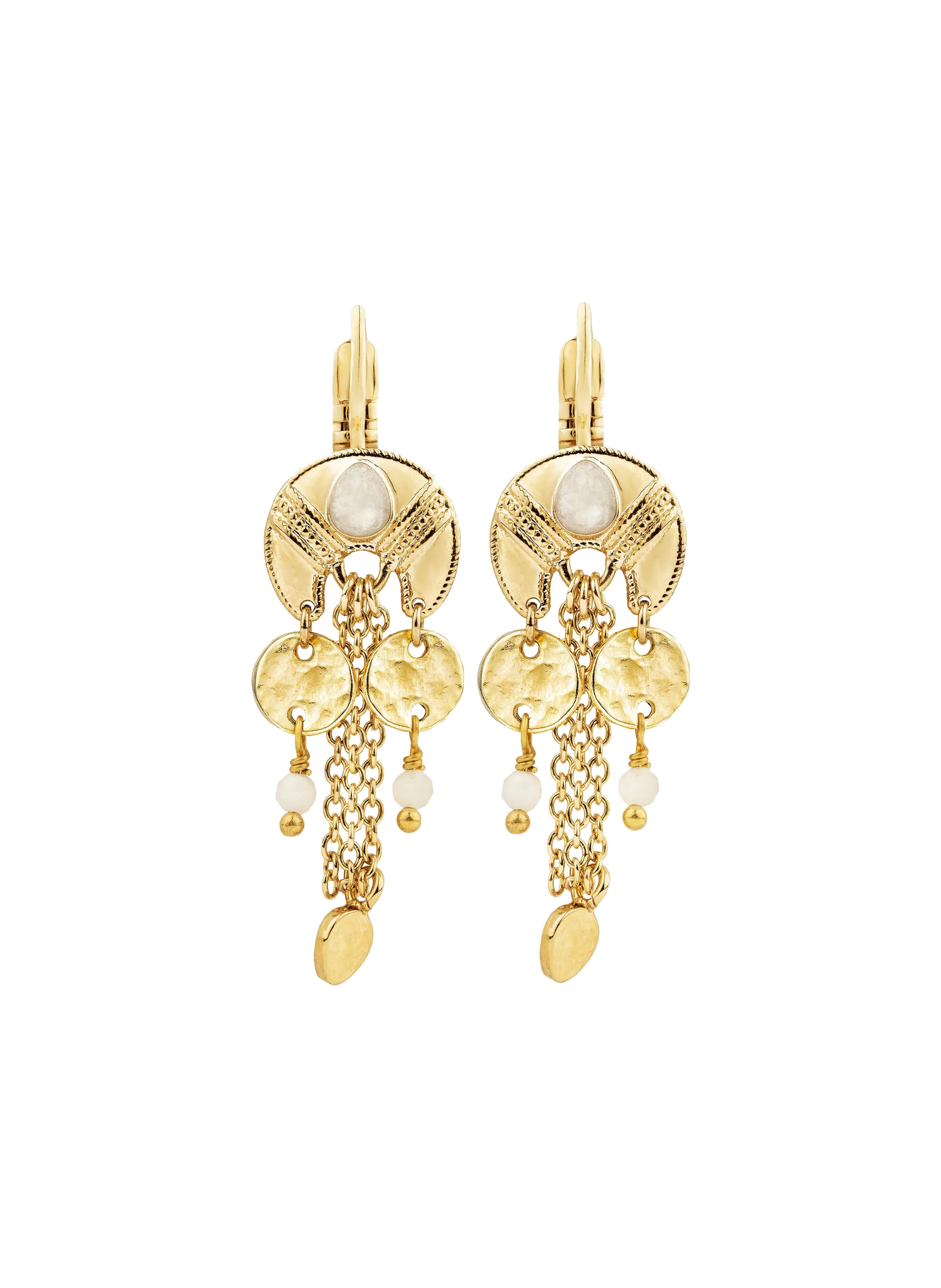 Boucles d'oreilles pendantes avec chaînes Blanc KARALA