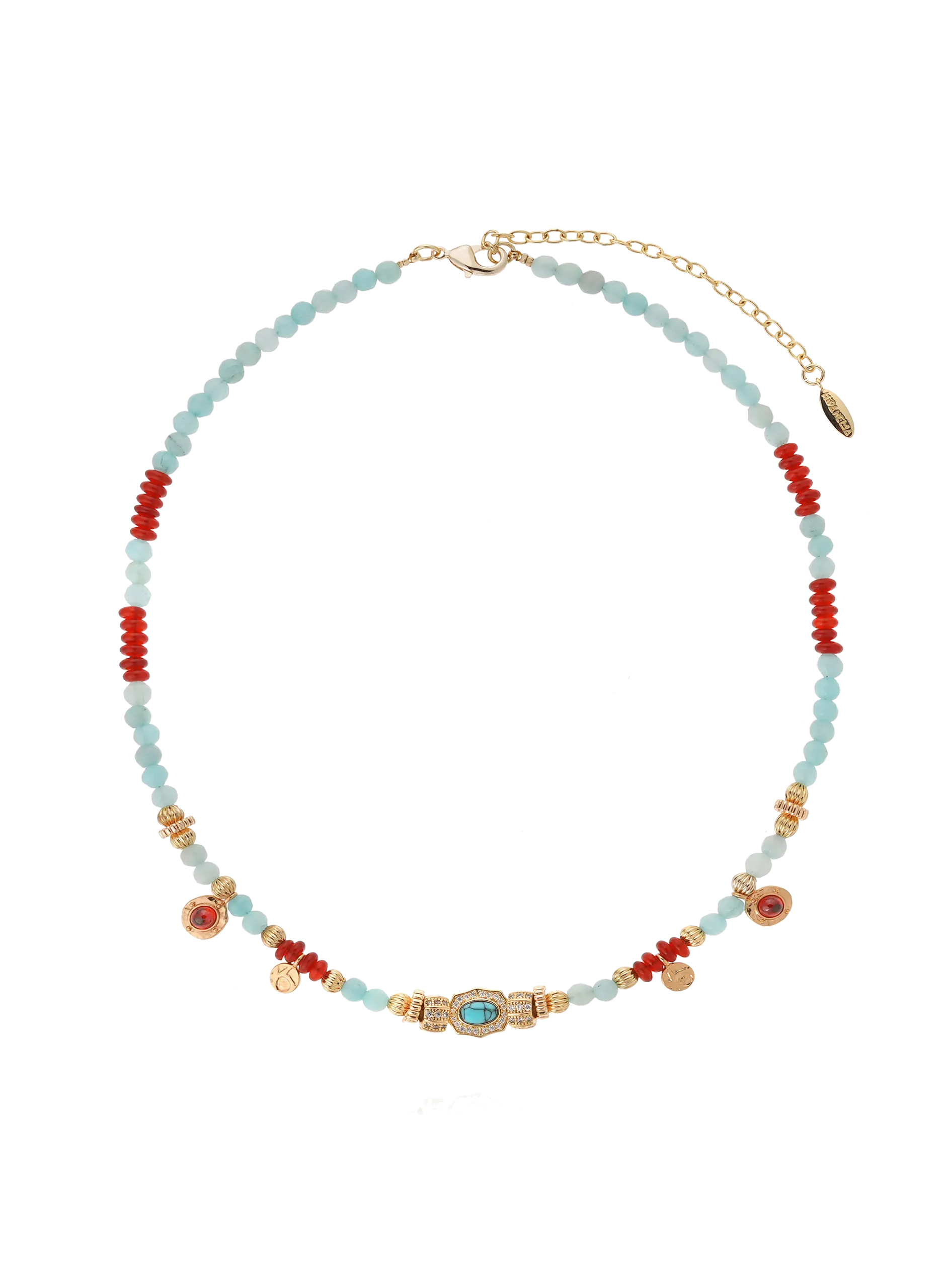 Collier ras de cou de perles avec pampilles Bleu ANATOLYA