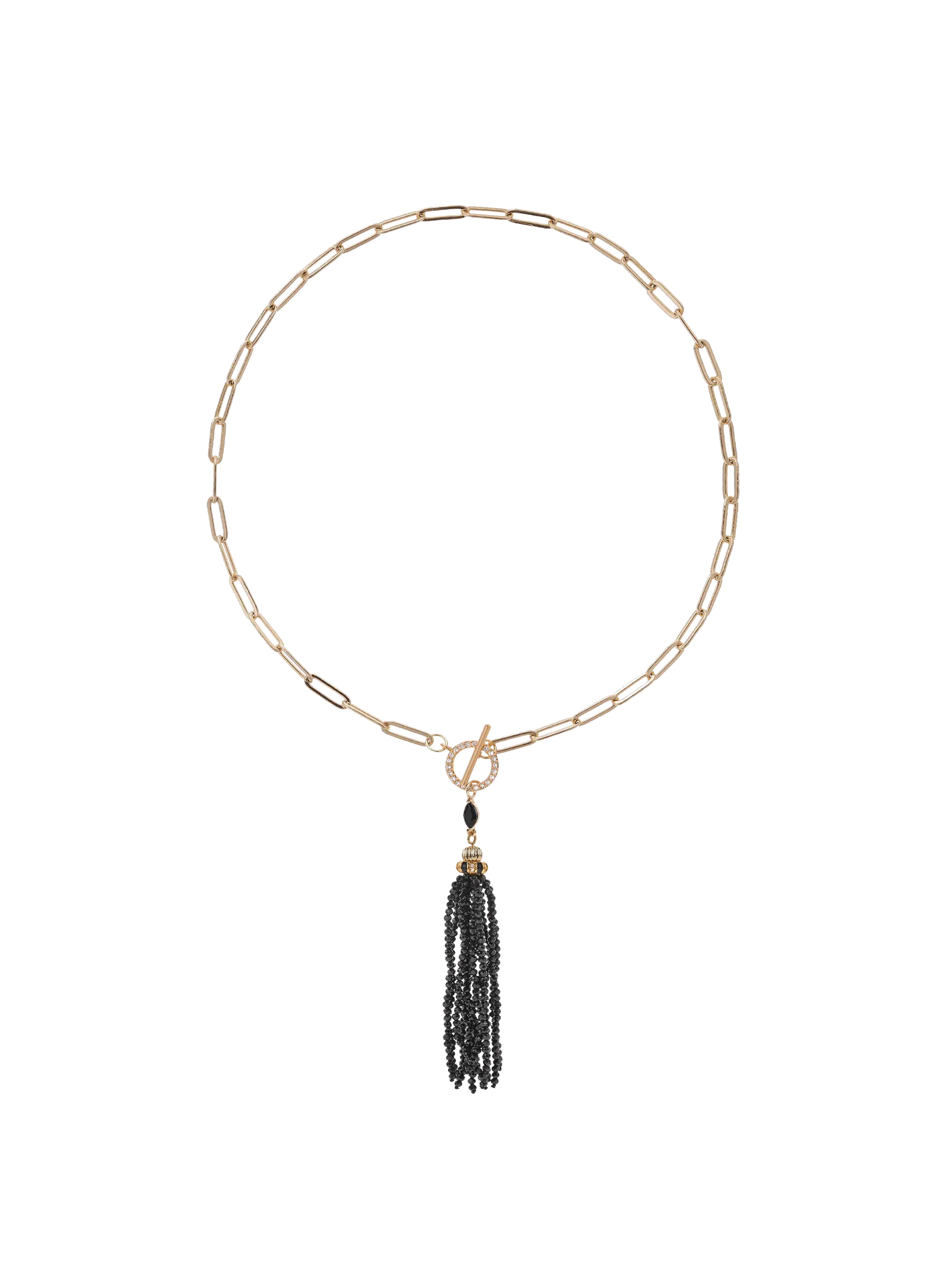 Collier chaîne avec pendentif cascade de perles Noir MILA