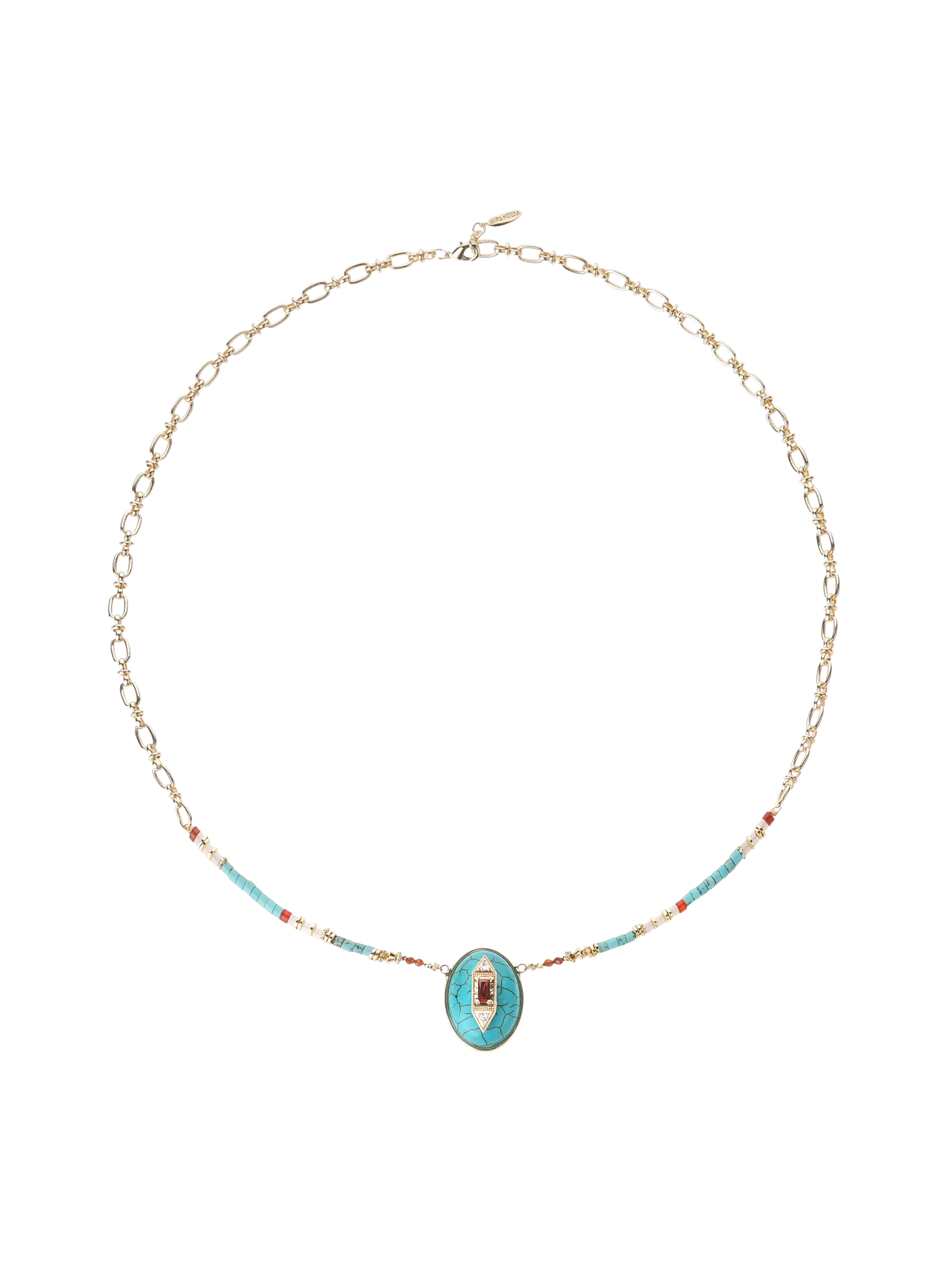 Collier chaîne avec perles et pendentif Bleu KETAL