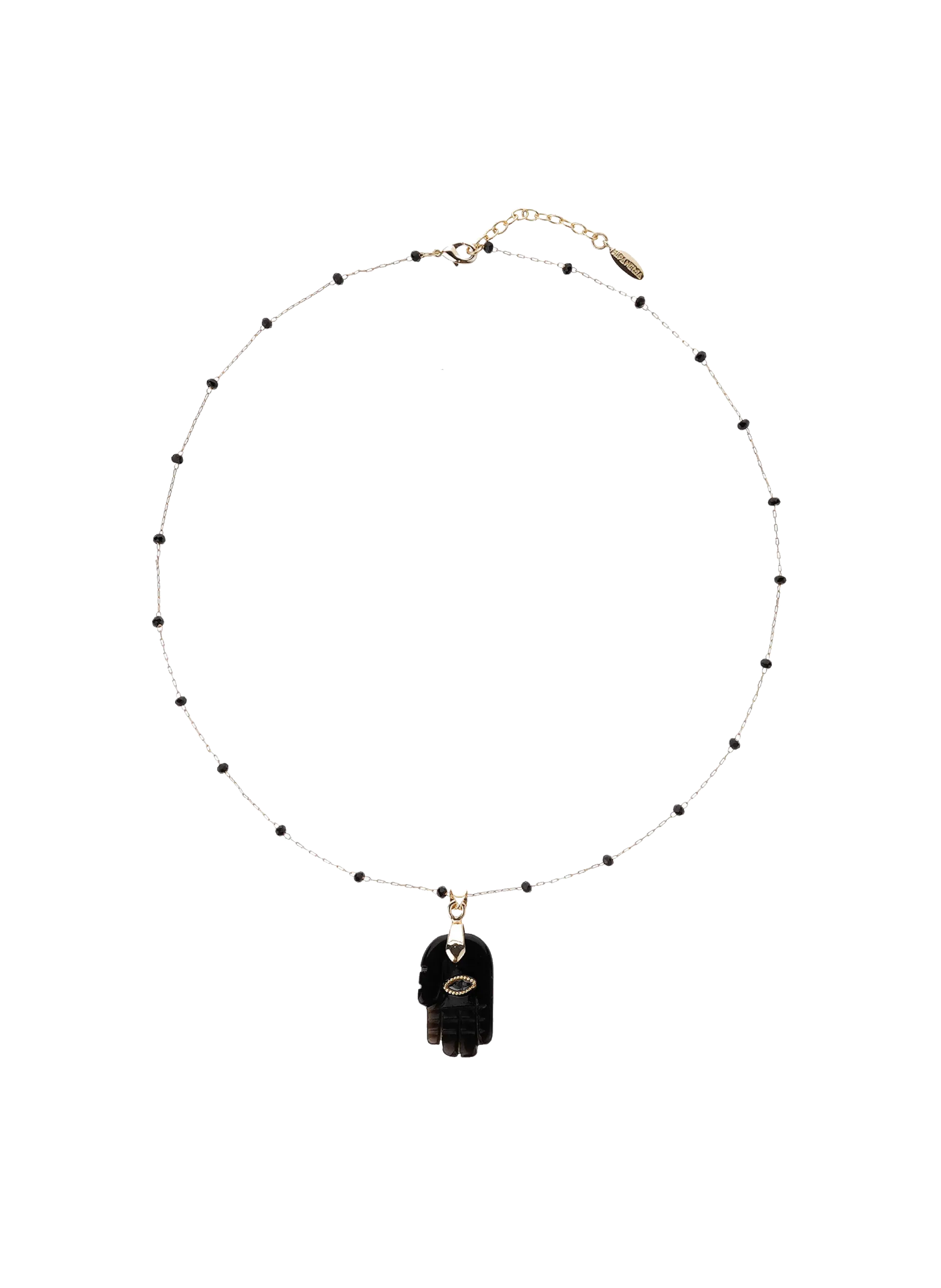 Collier chaîne avec perles et pendentif Noir KIKA