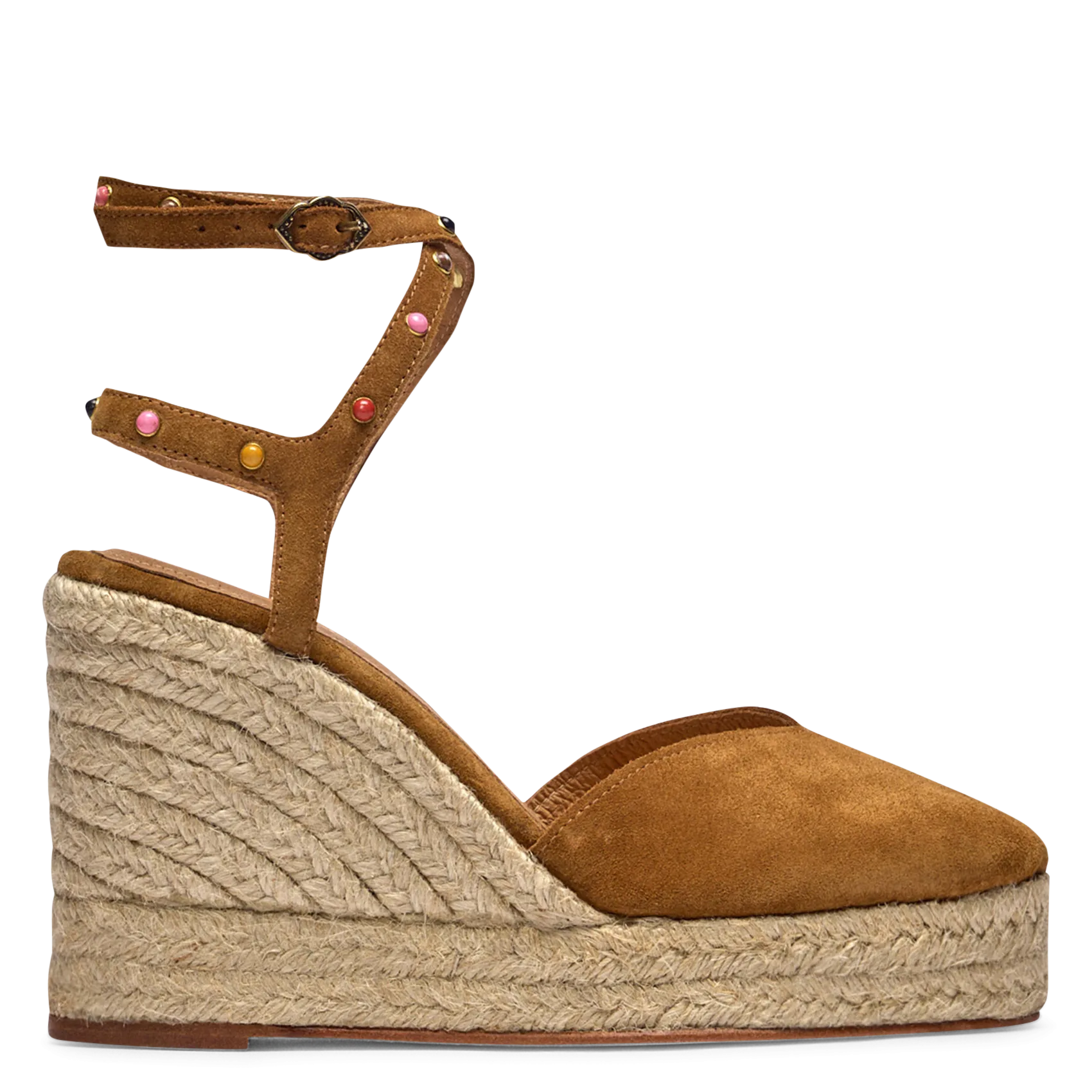 Espadrilles compensées en cuir velours Marron CAYOS