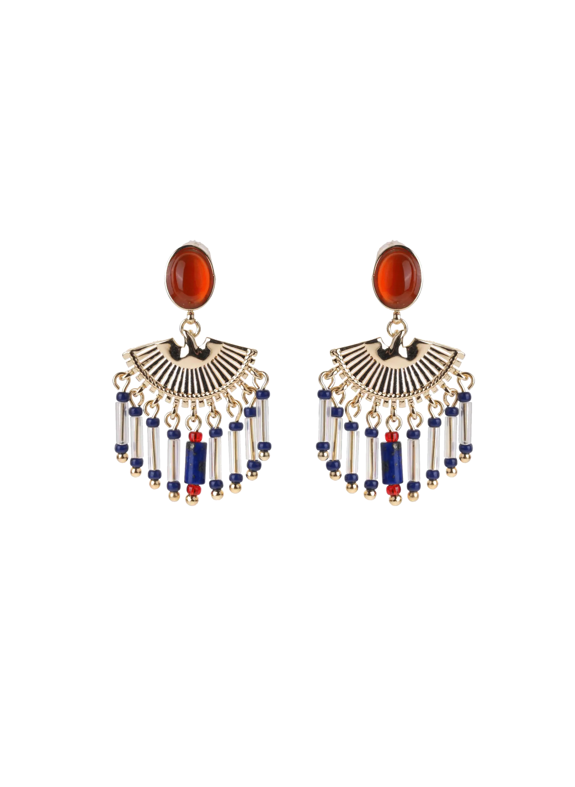 Boucles d'oreilles puces avec perles Bleu NESTIE