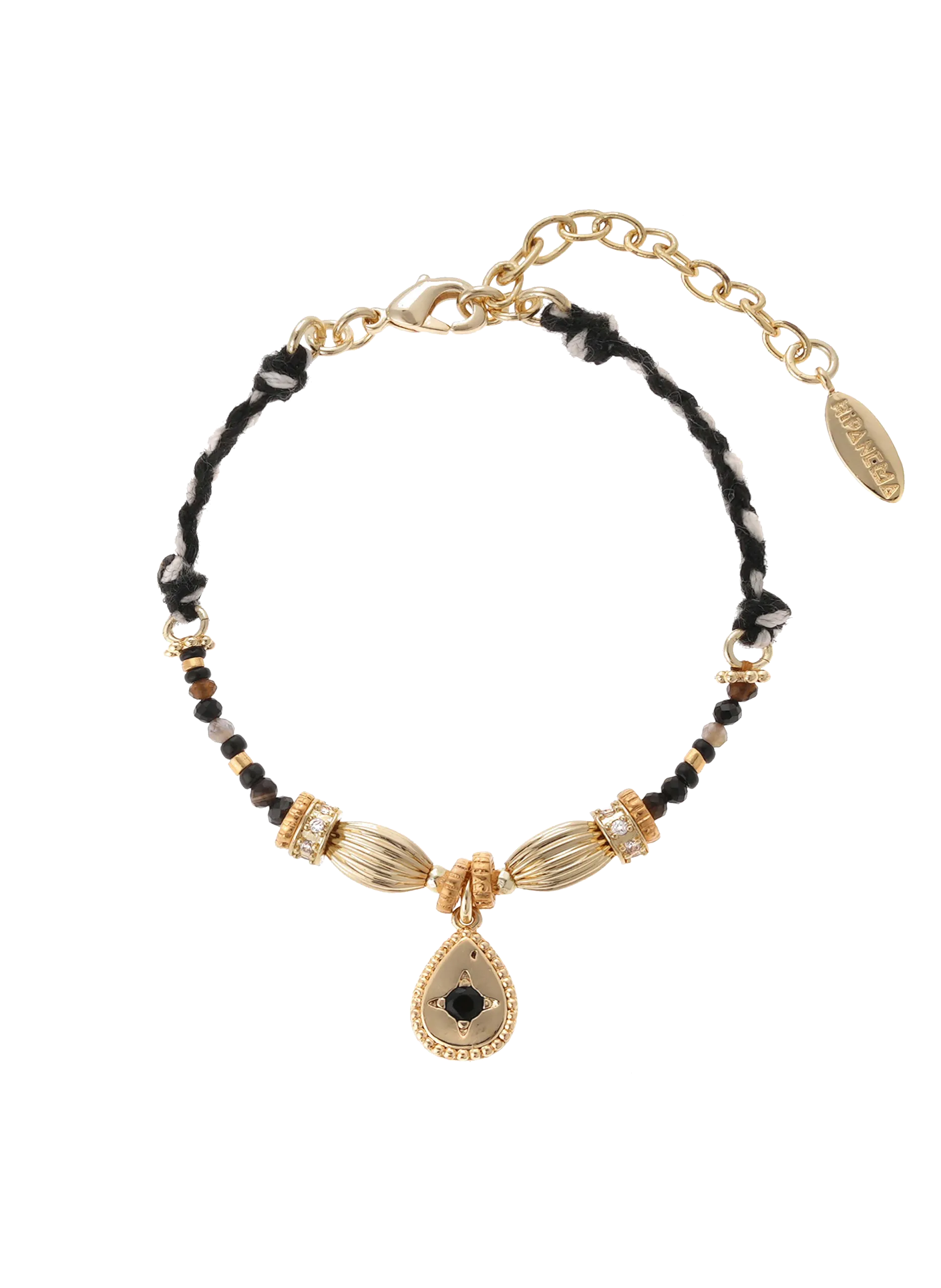 Bracelet cordon avec pampille Noir ZENIBA