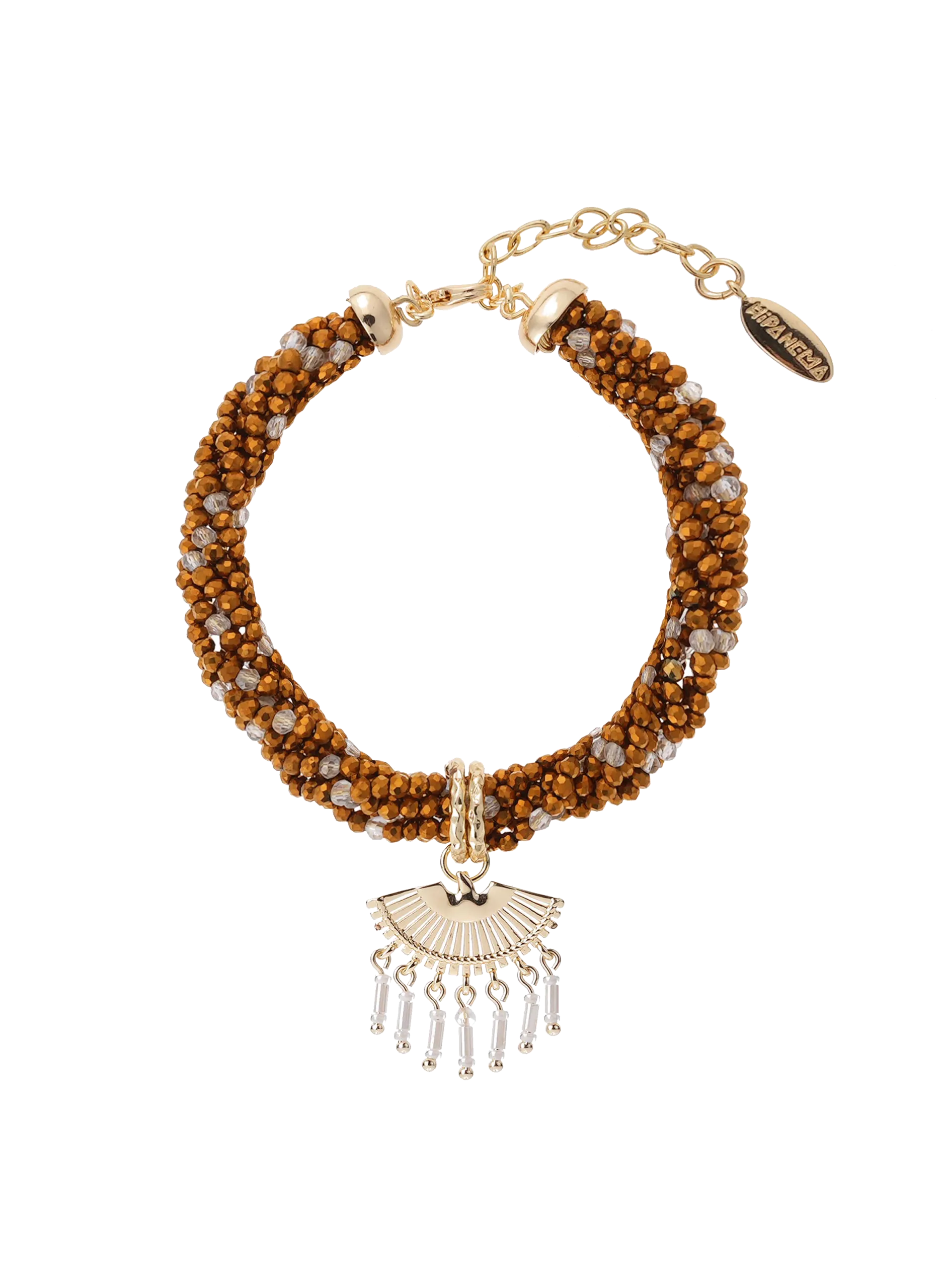 Bracelet de perles torsadées réglable avec pendentif Doré NALI