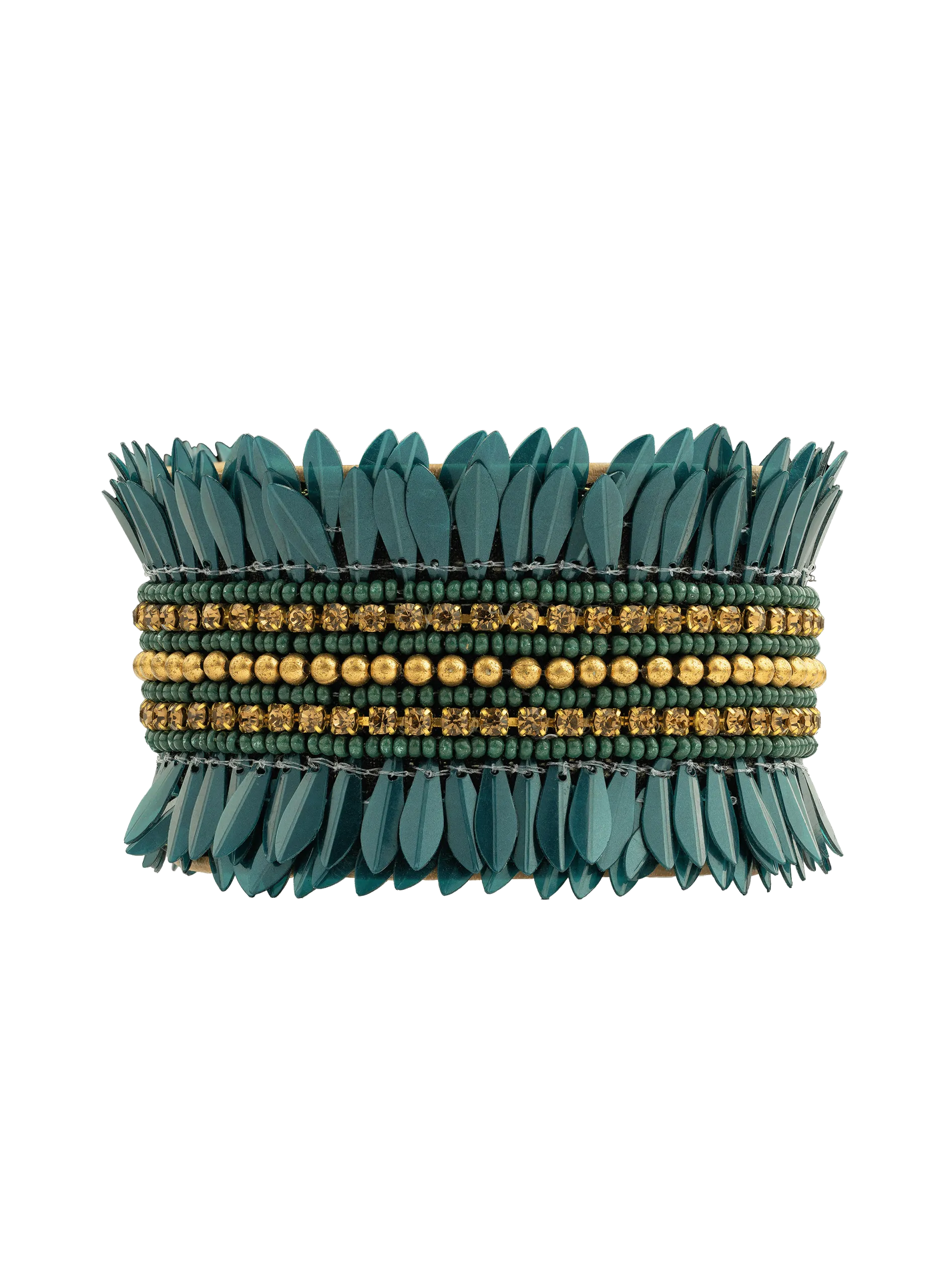 Bracelet manchette réglable de perles Vert BENSON