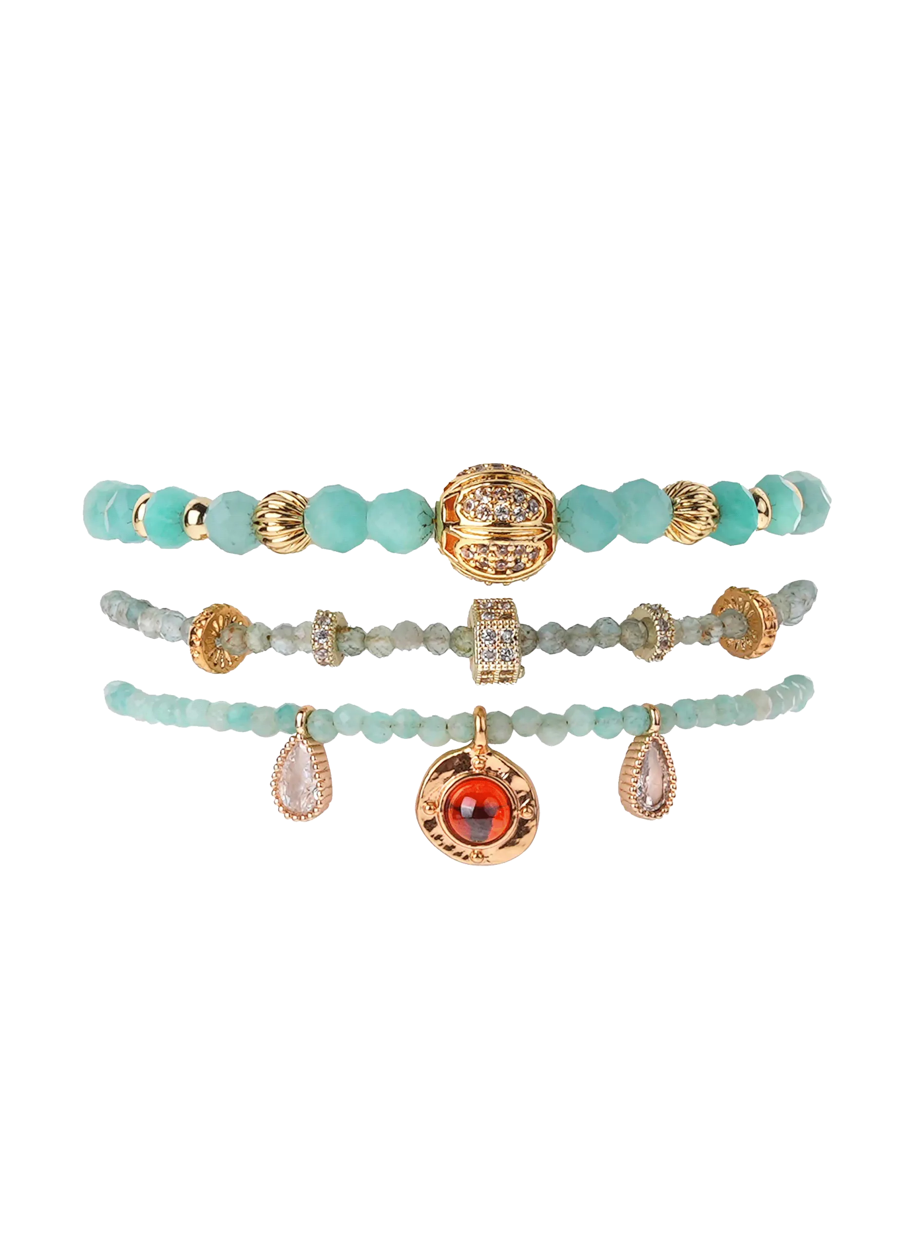 Bracelet multiliens de perles réglable Bleu PANTO