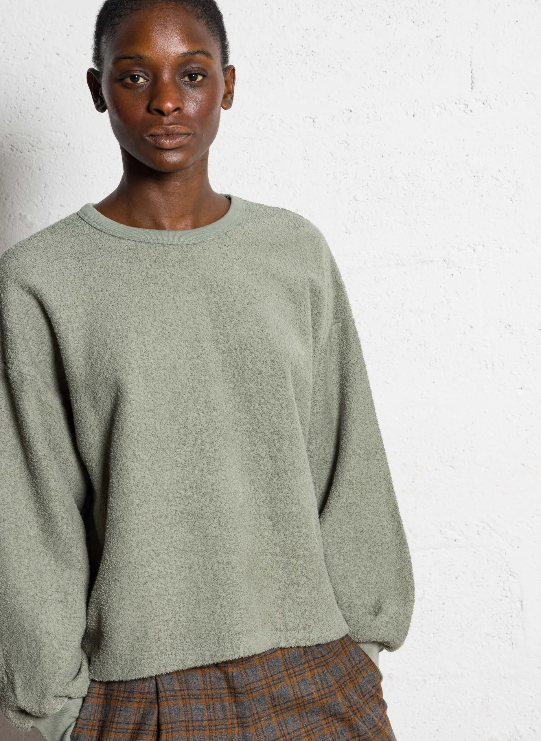 Sweat molletonné col rond en coton bio Vert BOBYPARK