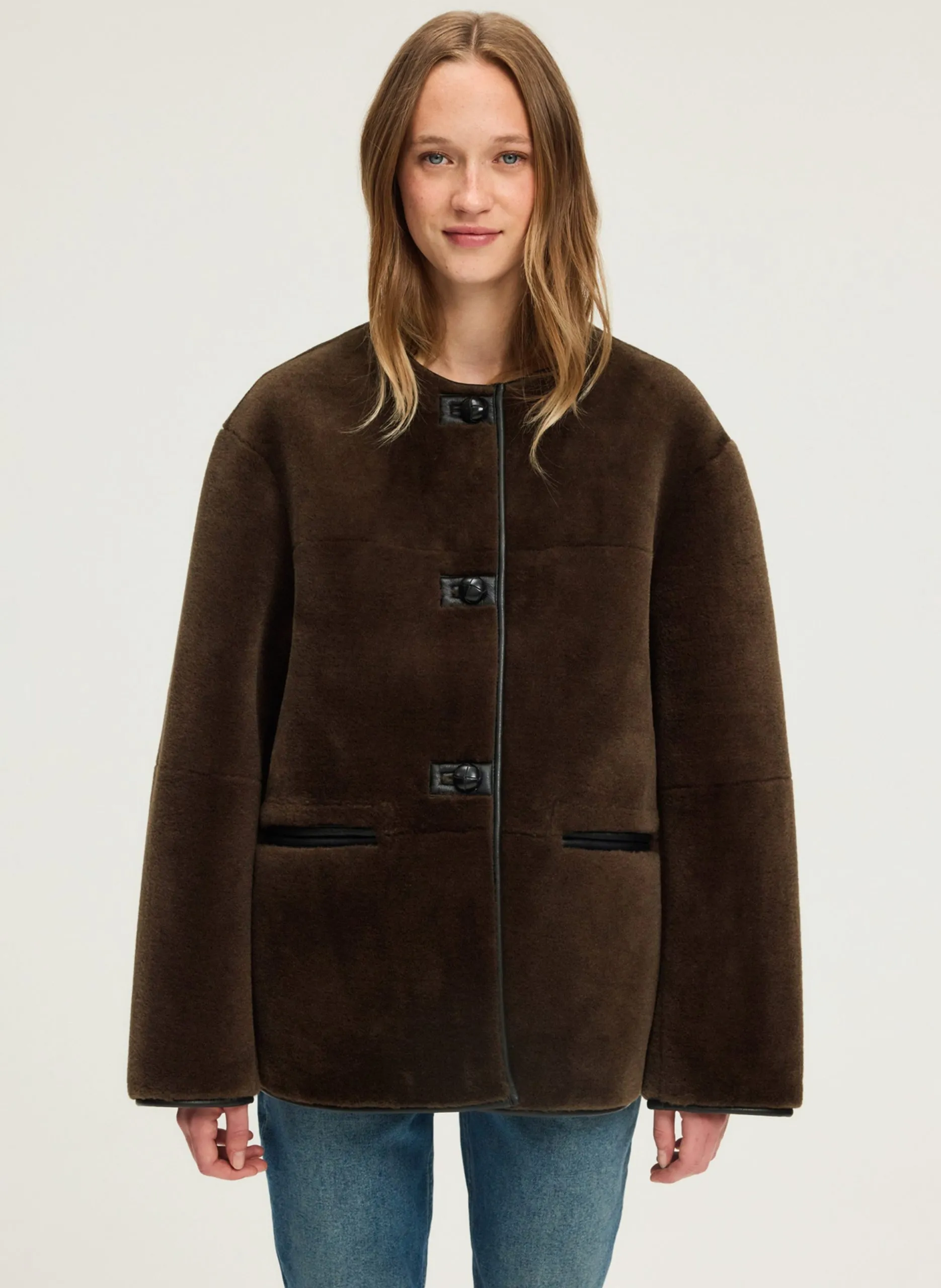 Veste oversize col rond Kaki MELITA