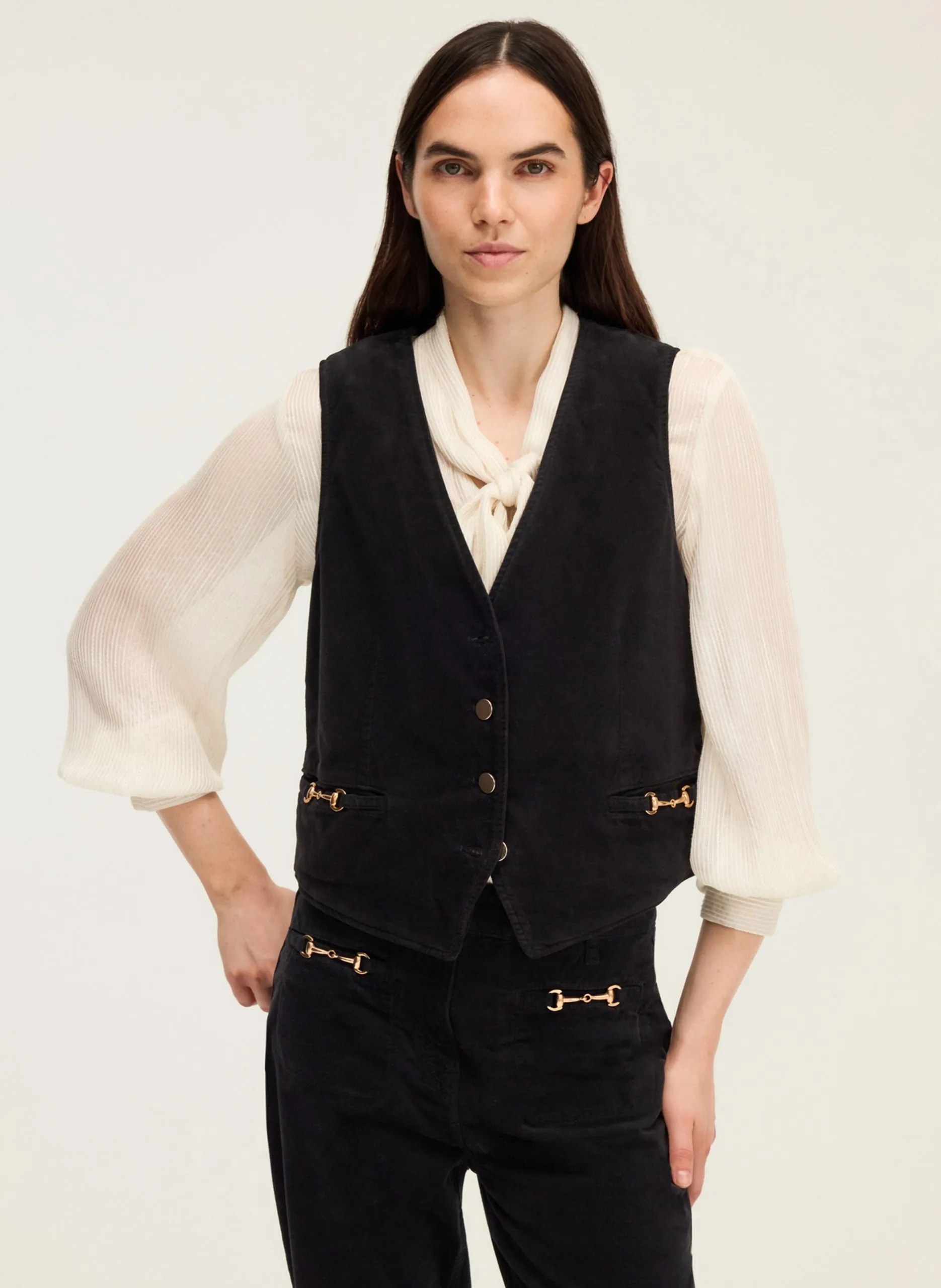 Gilet de costume col v Noir NOLA