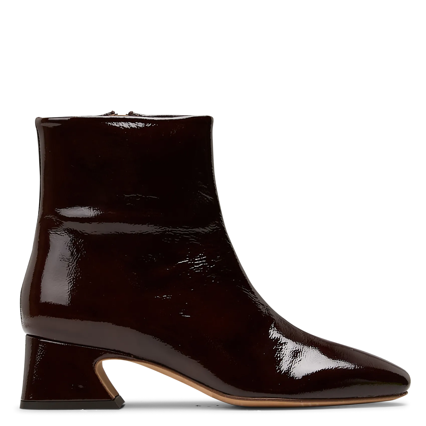 Bottines à talons en cuir verni Marron ELINE