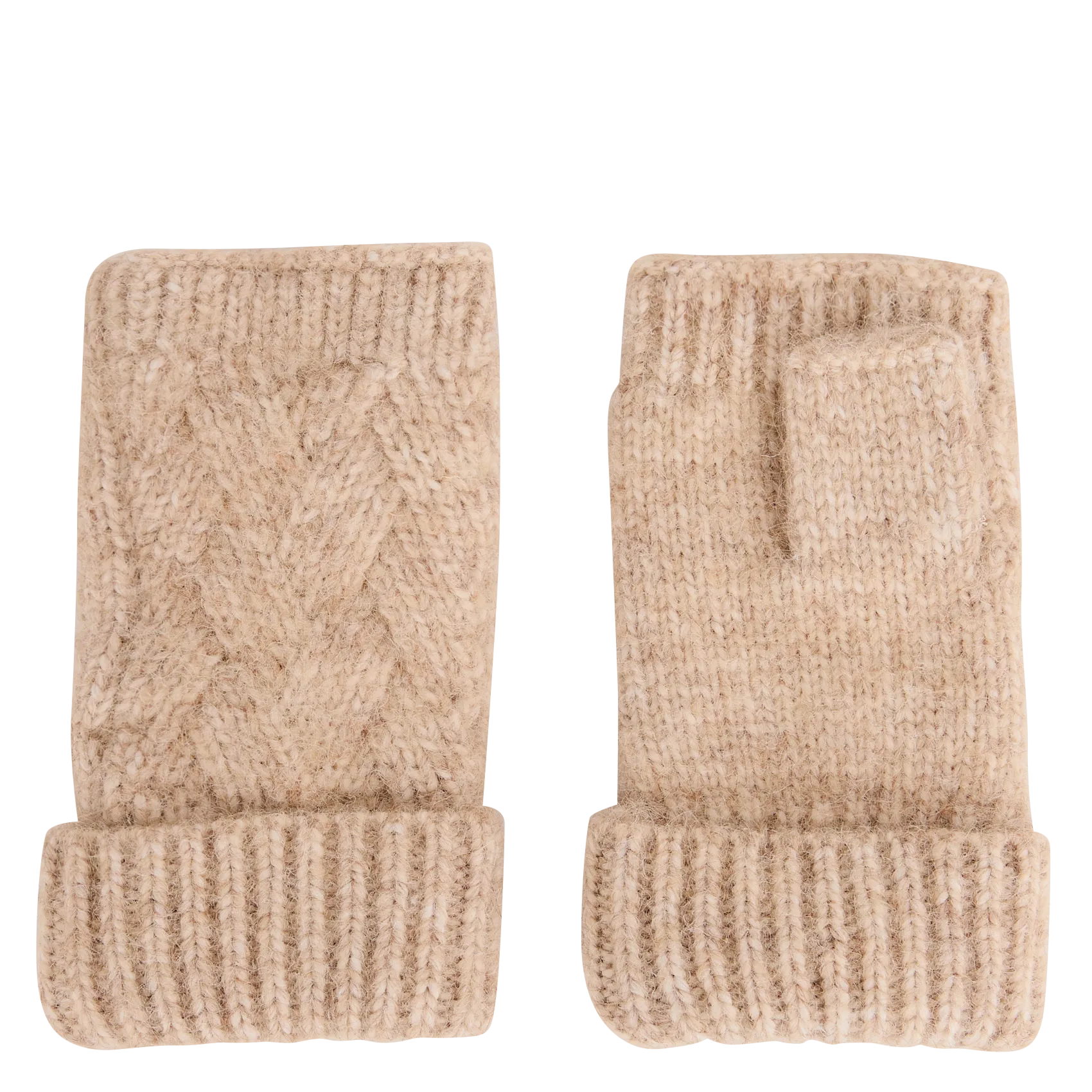 Mitaines en maille torsadée Beige WENDY