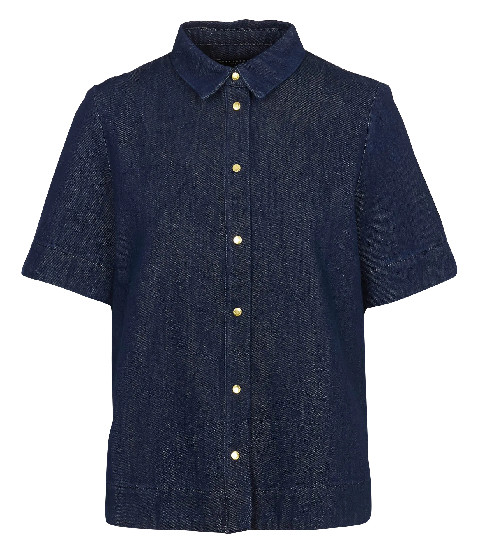 Chemise droite manches courtes en denim brut Bleu CAMILIA