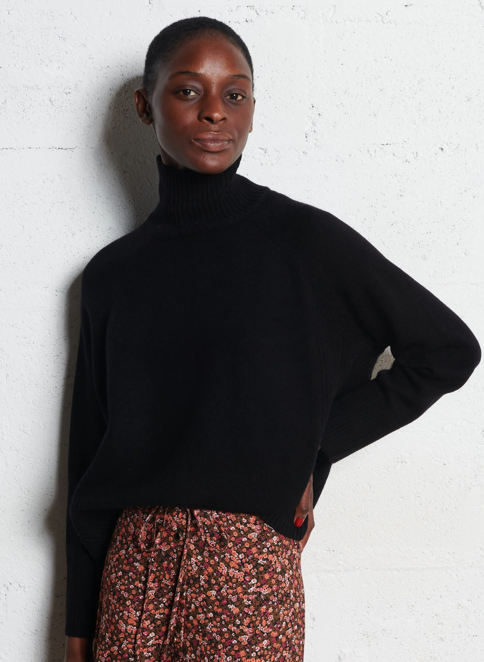Pull col montant en laine Noir ARAMIS