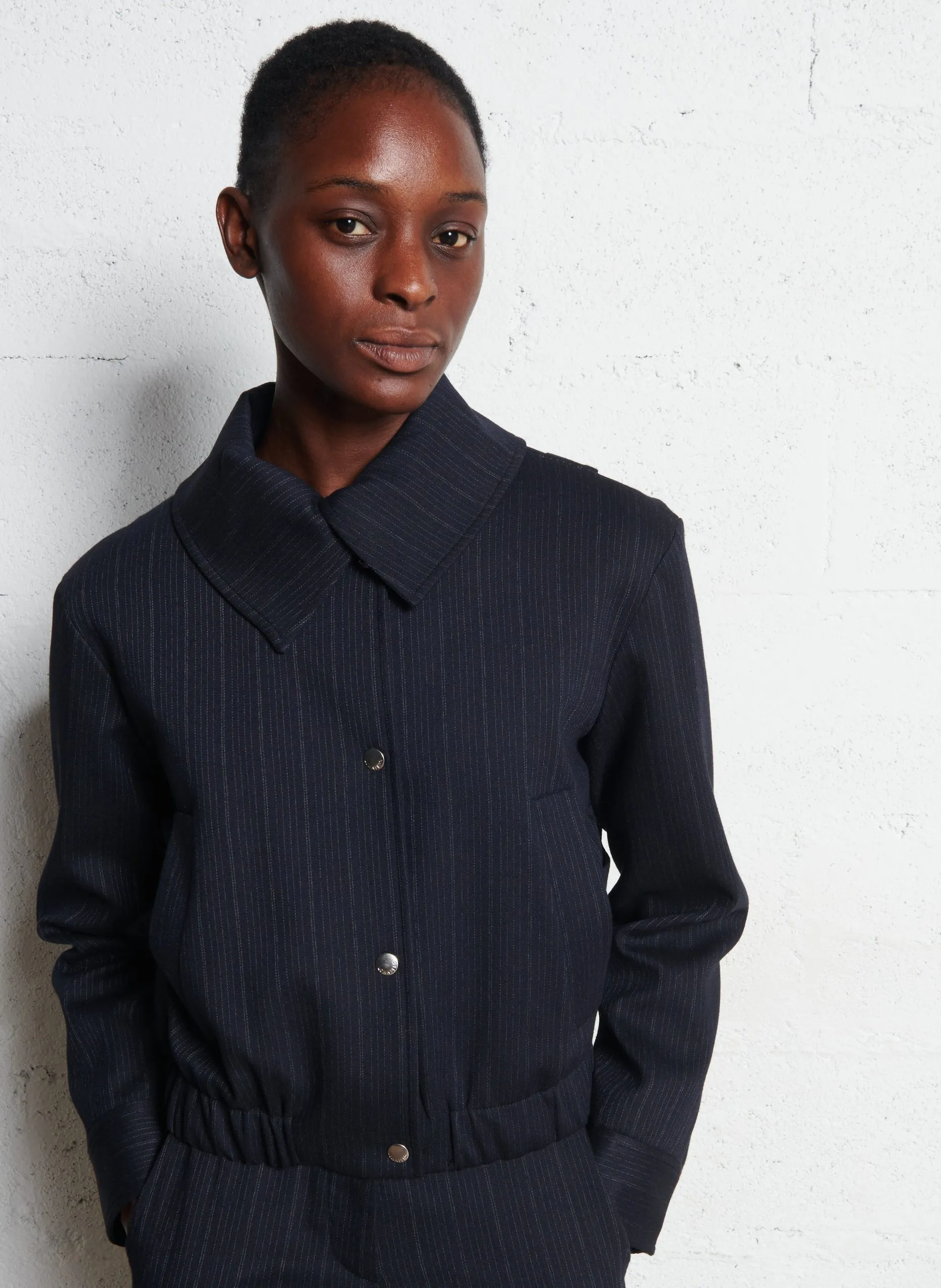 Veste col classique rayée Bleu ANJA