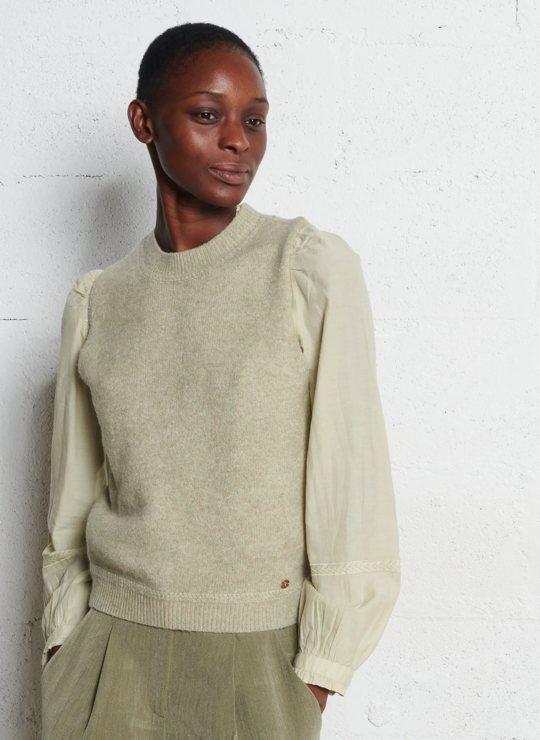 Pull oversize col montant Vert MANDA