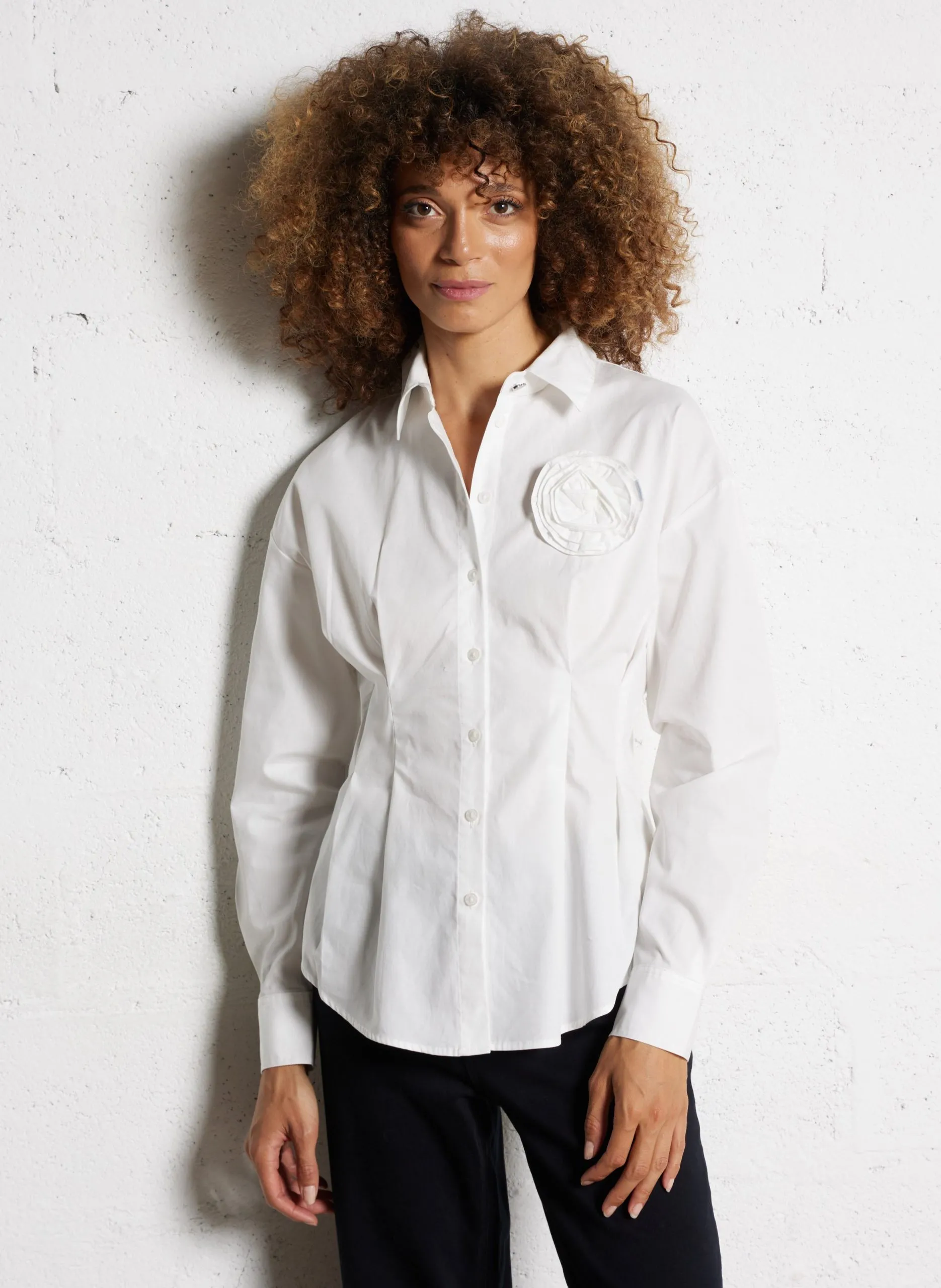 Chemise cintrée en coton Blanc IRINA