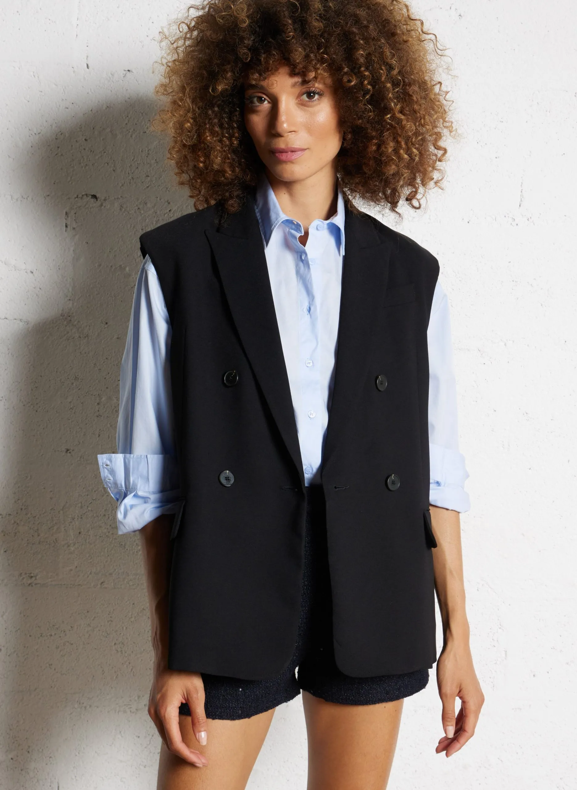 Veste de tailleur col v Noir