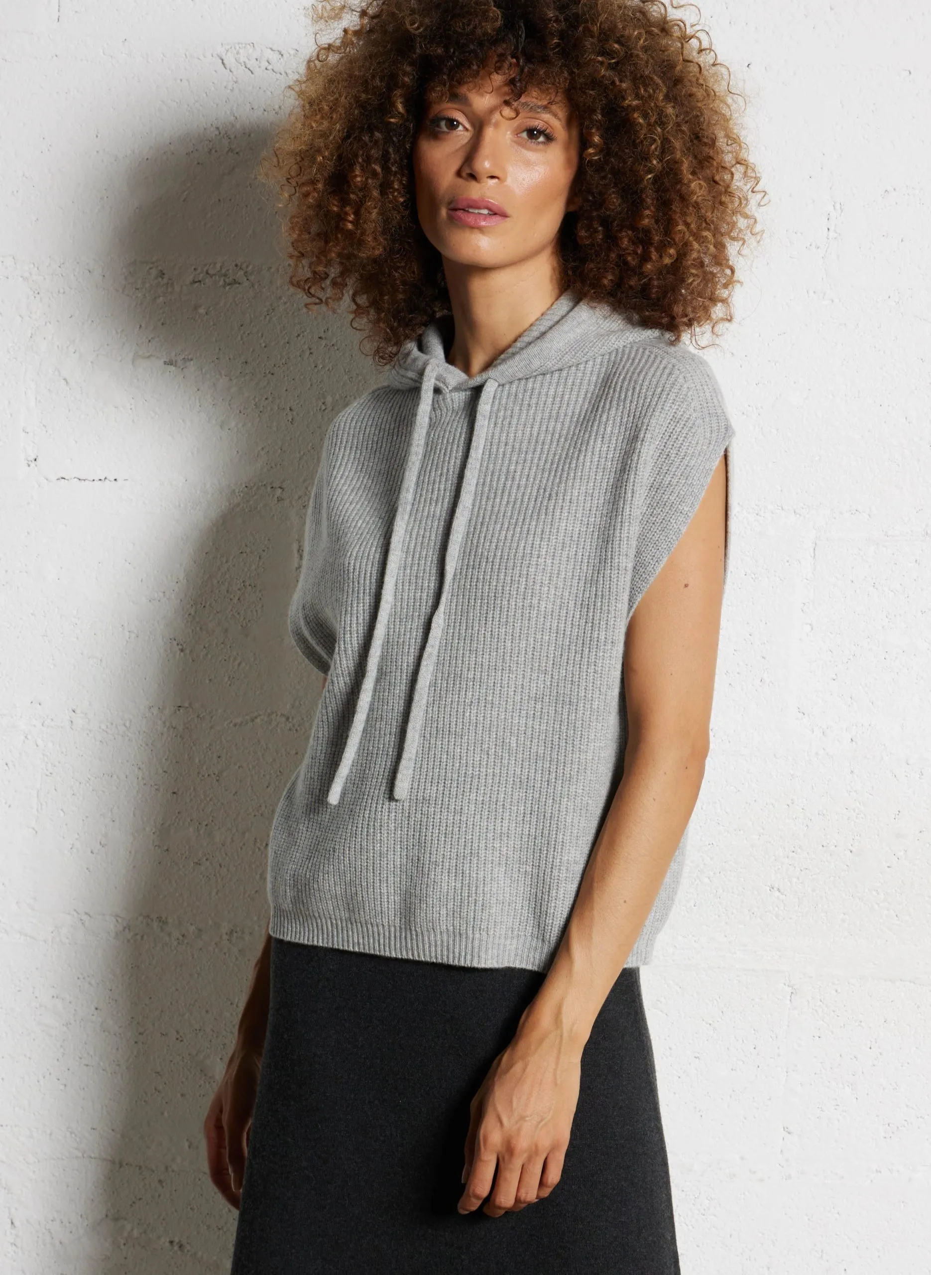 Pull à capuche oversize en laine mélangée Gris MACAO