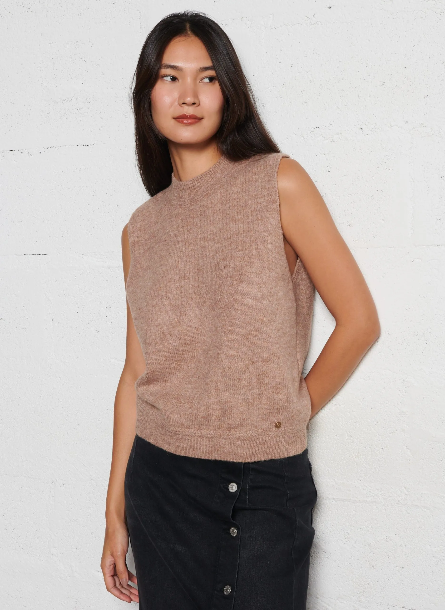 Pull oversize col montant Marron MANDA