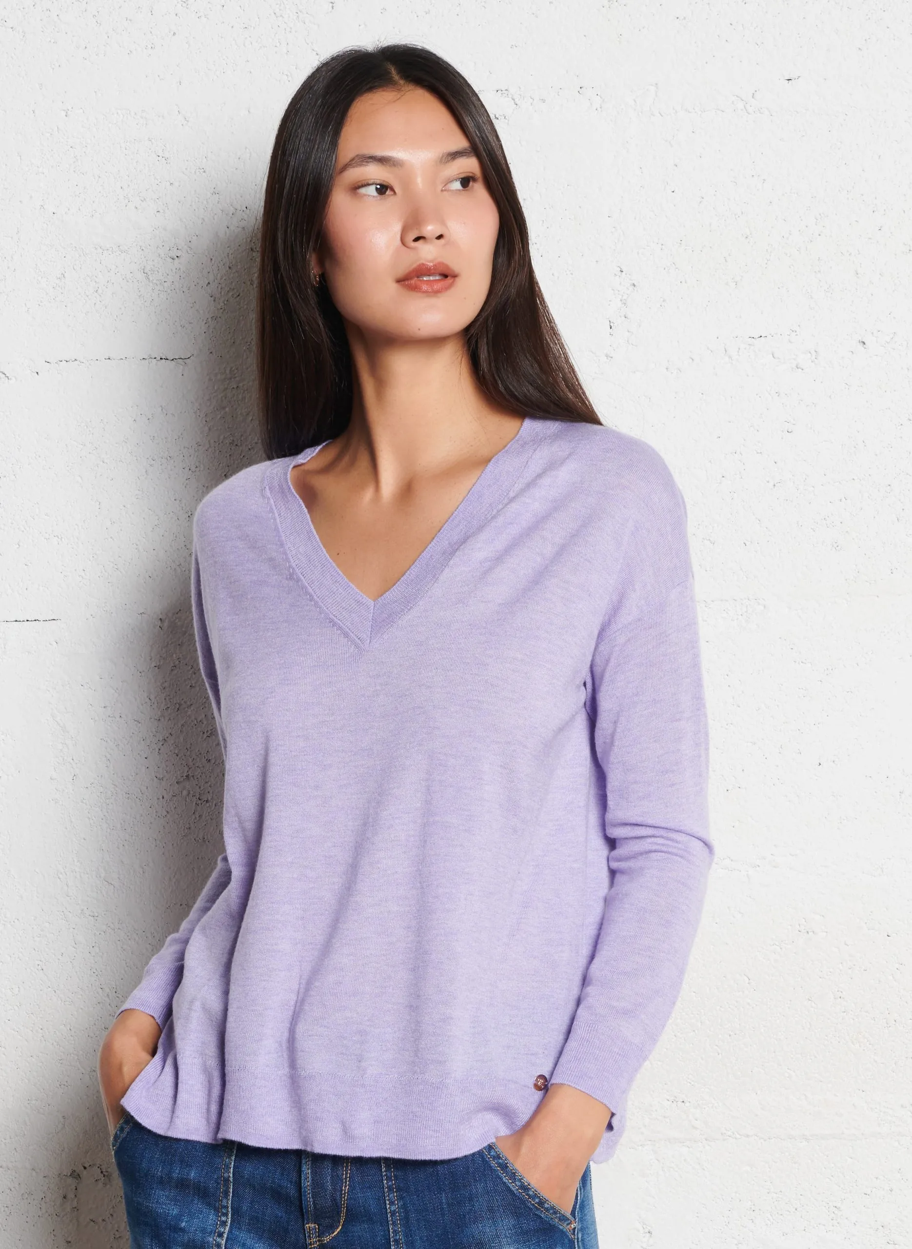 Pull maille fine ample Violet MELYA