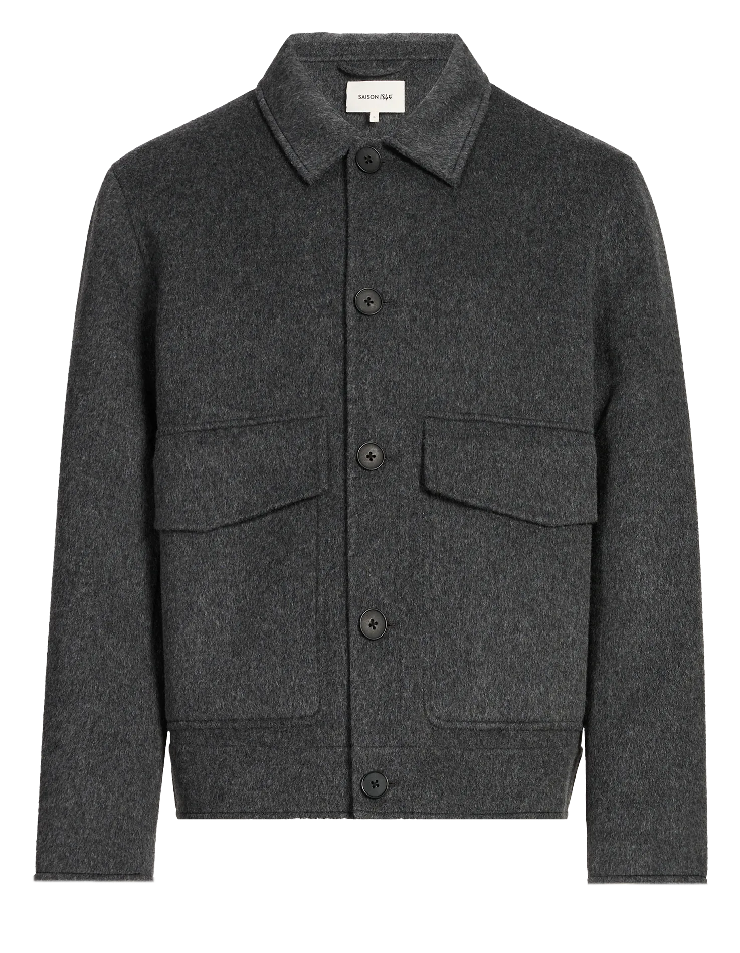 Veste droite col classique en laine Gris EMY
