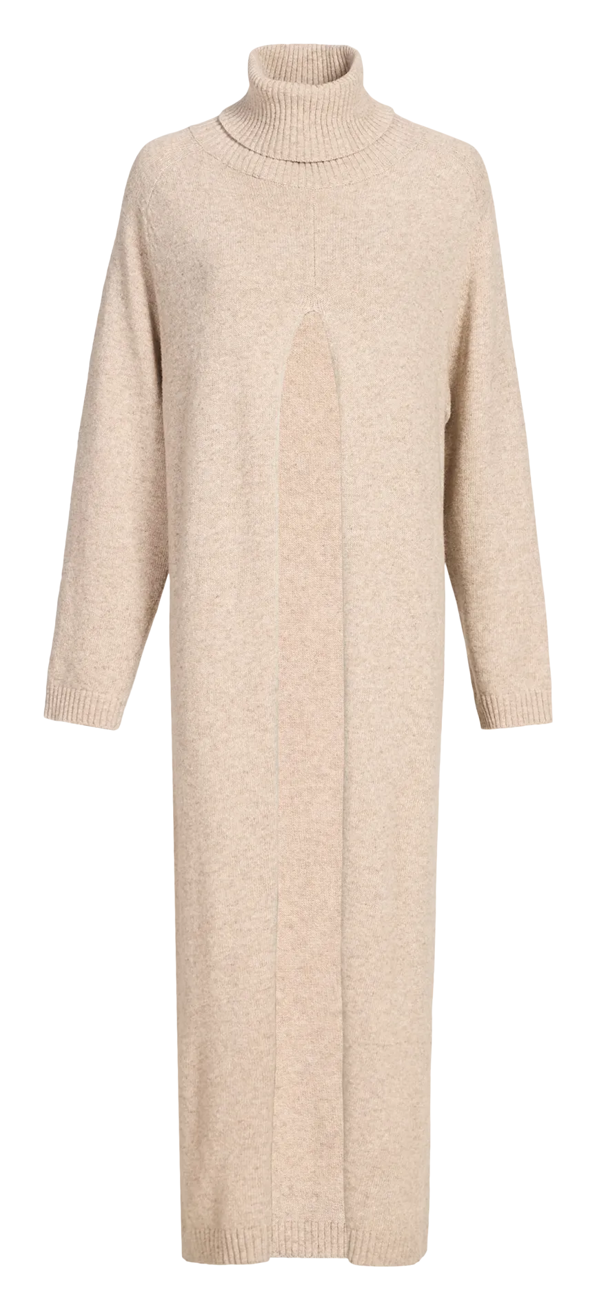 Robe longue col roulé en laine mélangée Beige SADIE