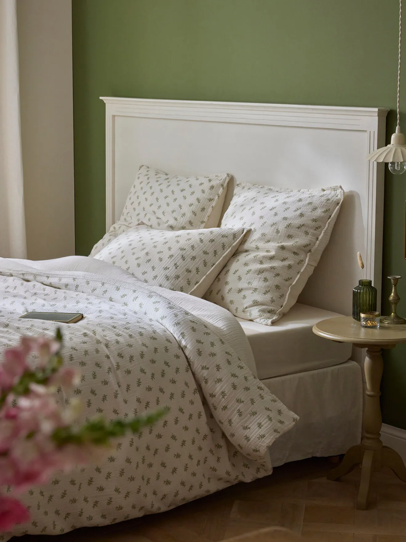 Housse de couette gaze de coton "brindilles" Blanc