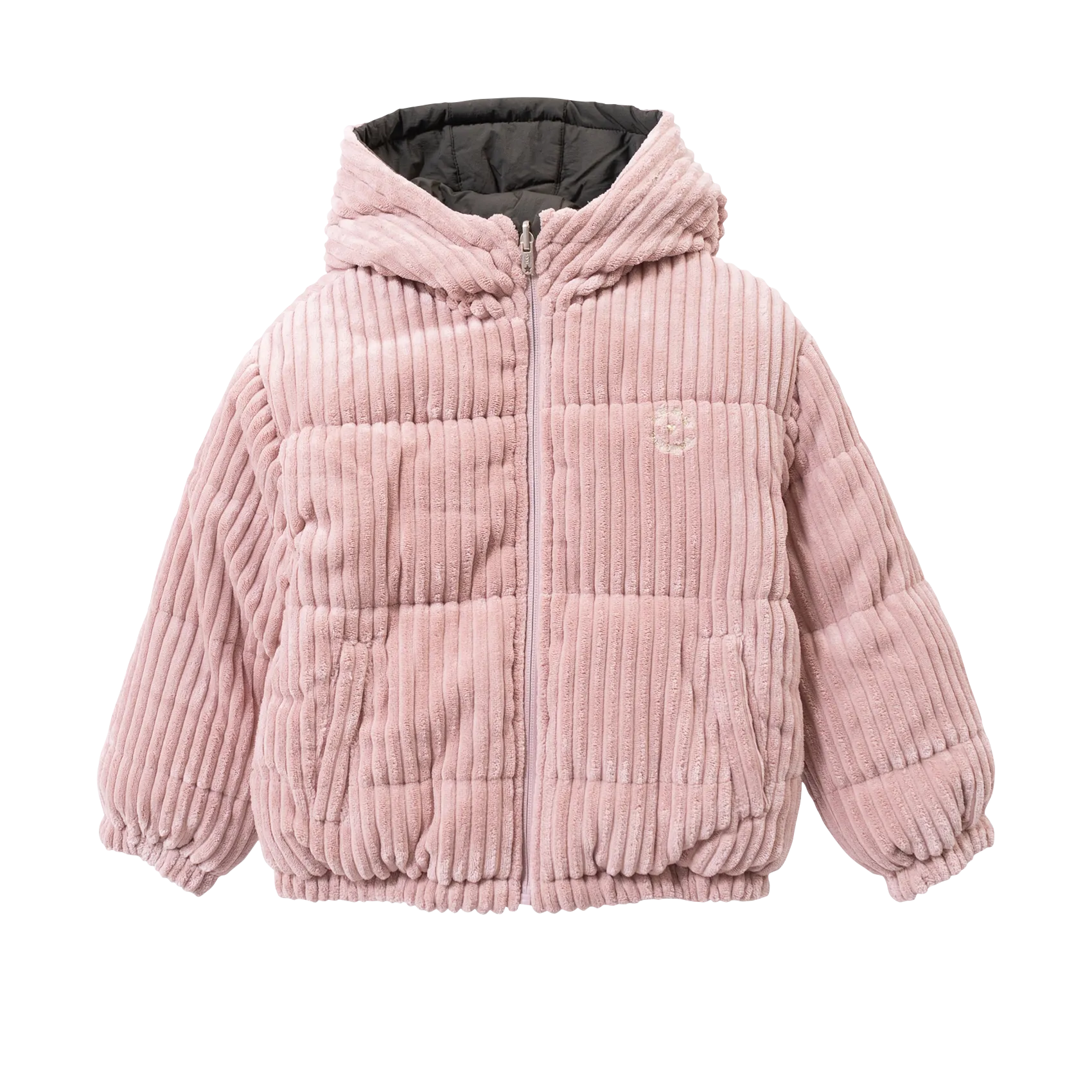 Doudoune col montant réversible Rose