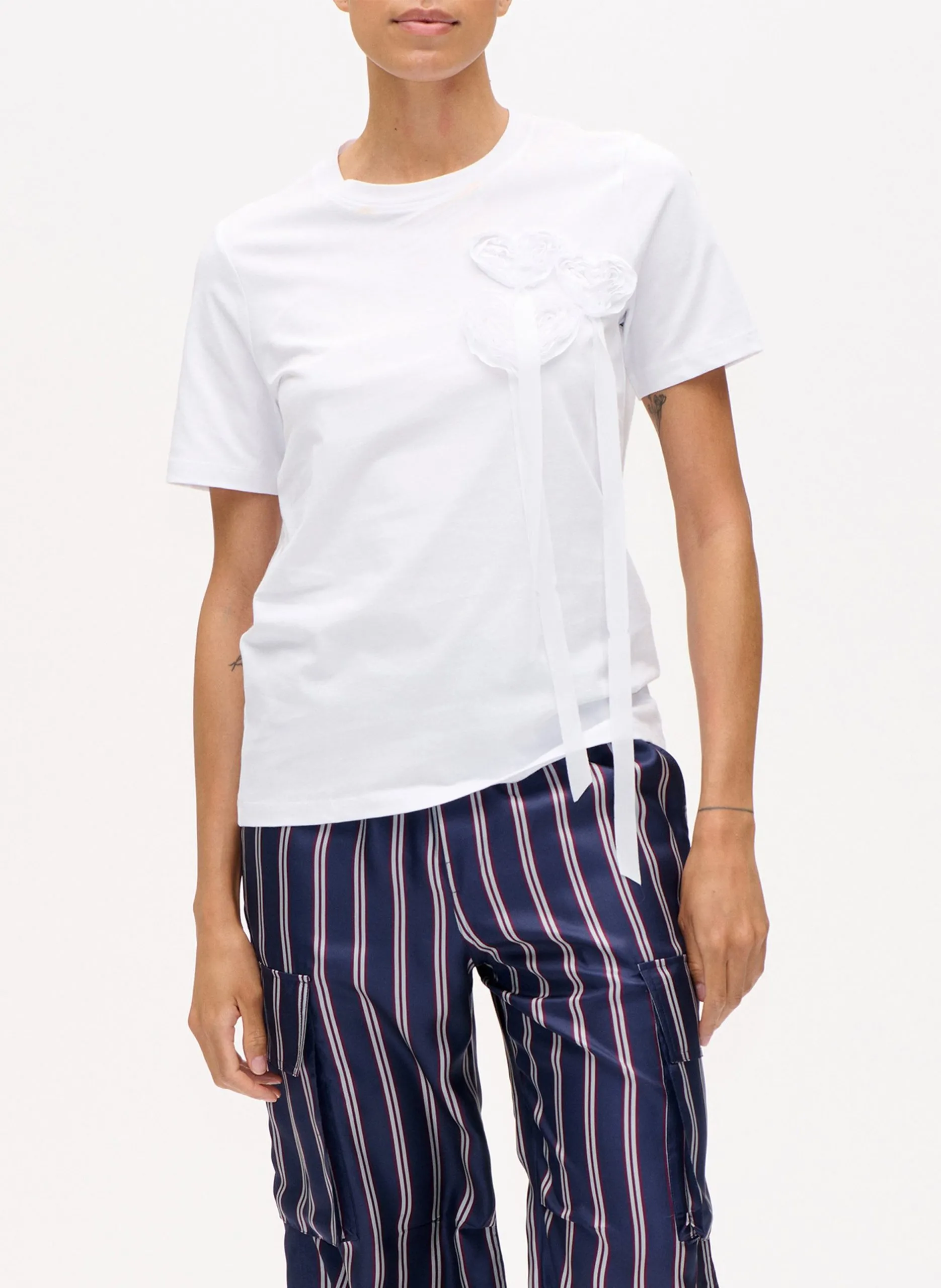 Top droit col rond en coton bio Blanc JAWI