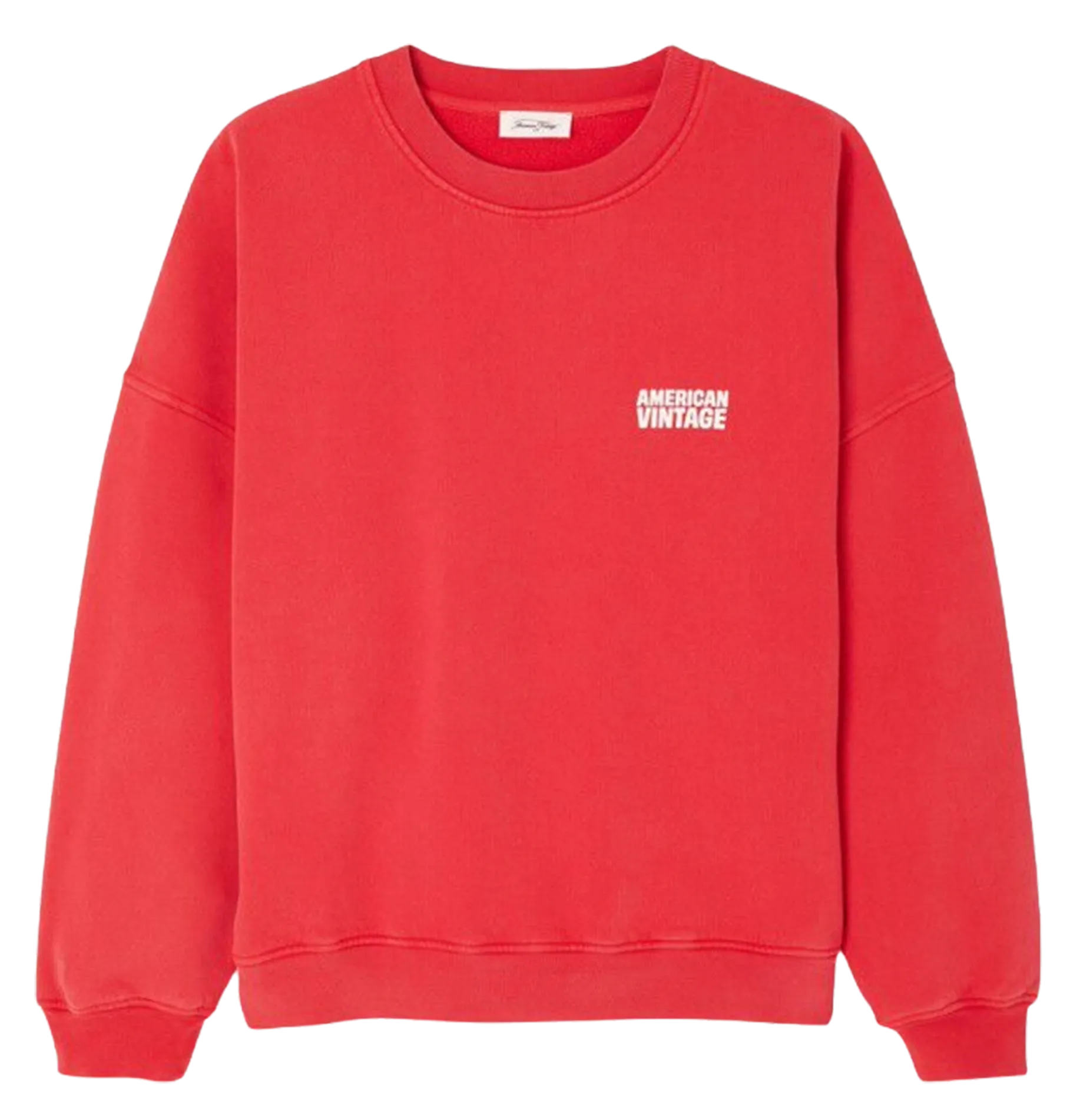 Sweat ample col rond sérigraphié en coton Rouge PLIZZY