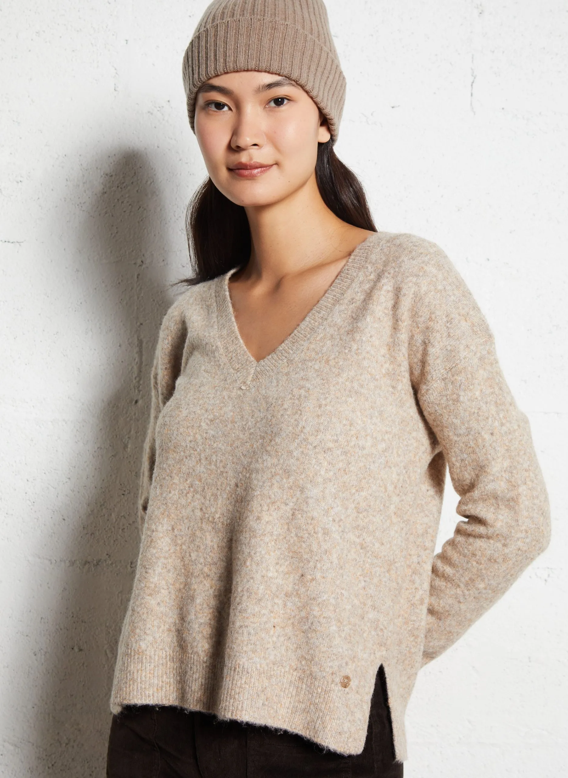 Pull col V Marron MANTIA